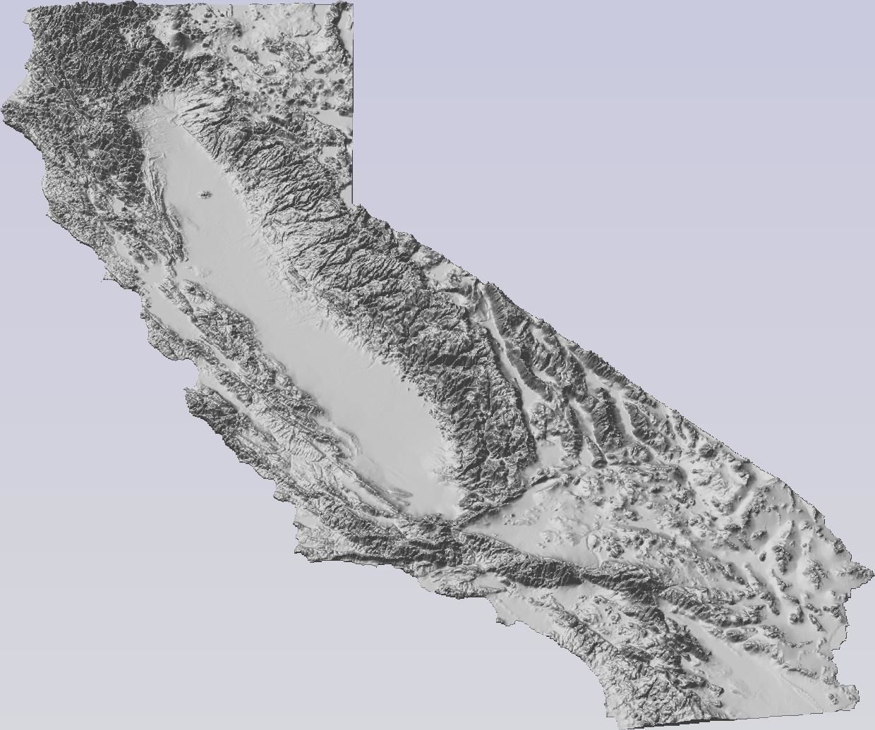 California State Terrain 3D Elevation Model 3D print model_2