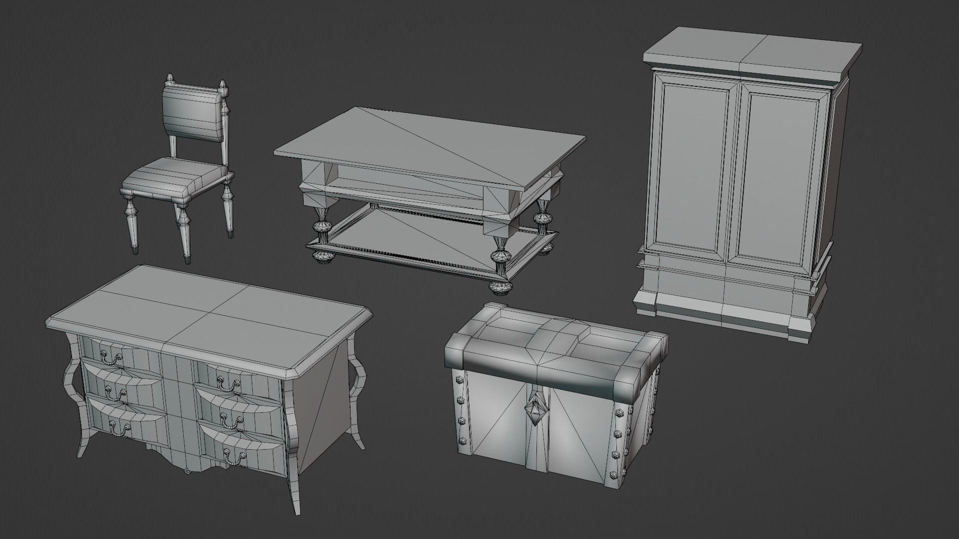 Stylized Medieval Interior Props Kit 70 plus Items Low-poly 3D model_11