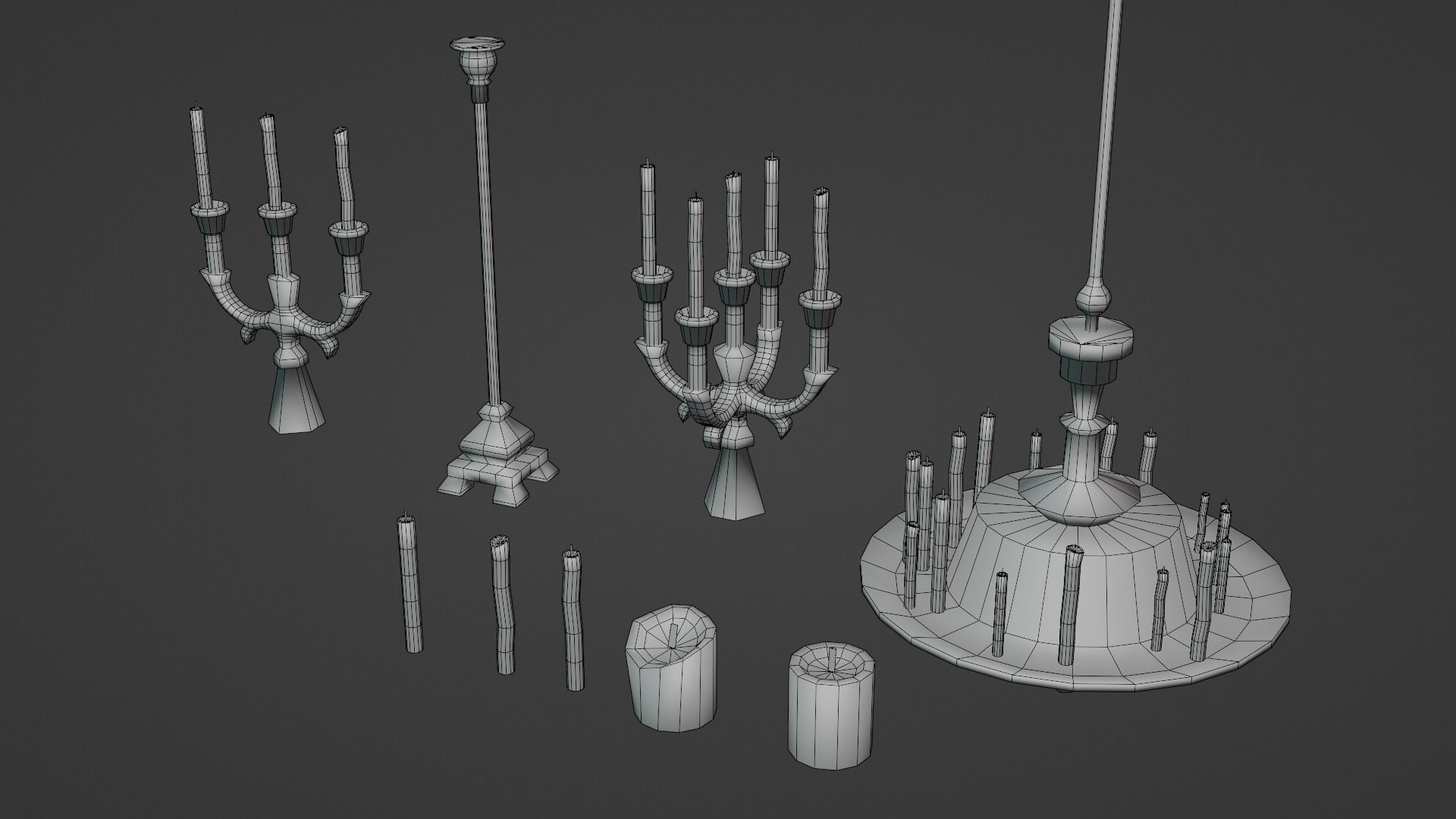 Stylized Medieval Interior Props Kit 70 plus Items Low-poly 3D model_13