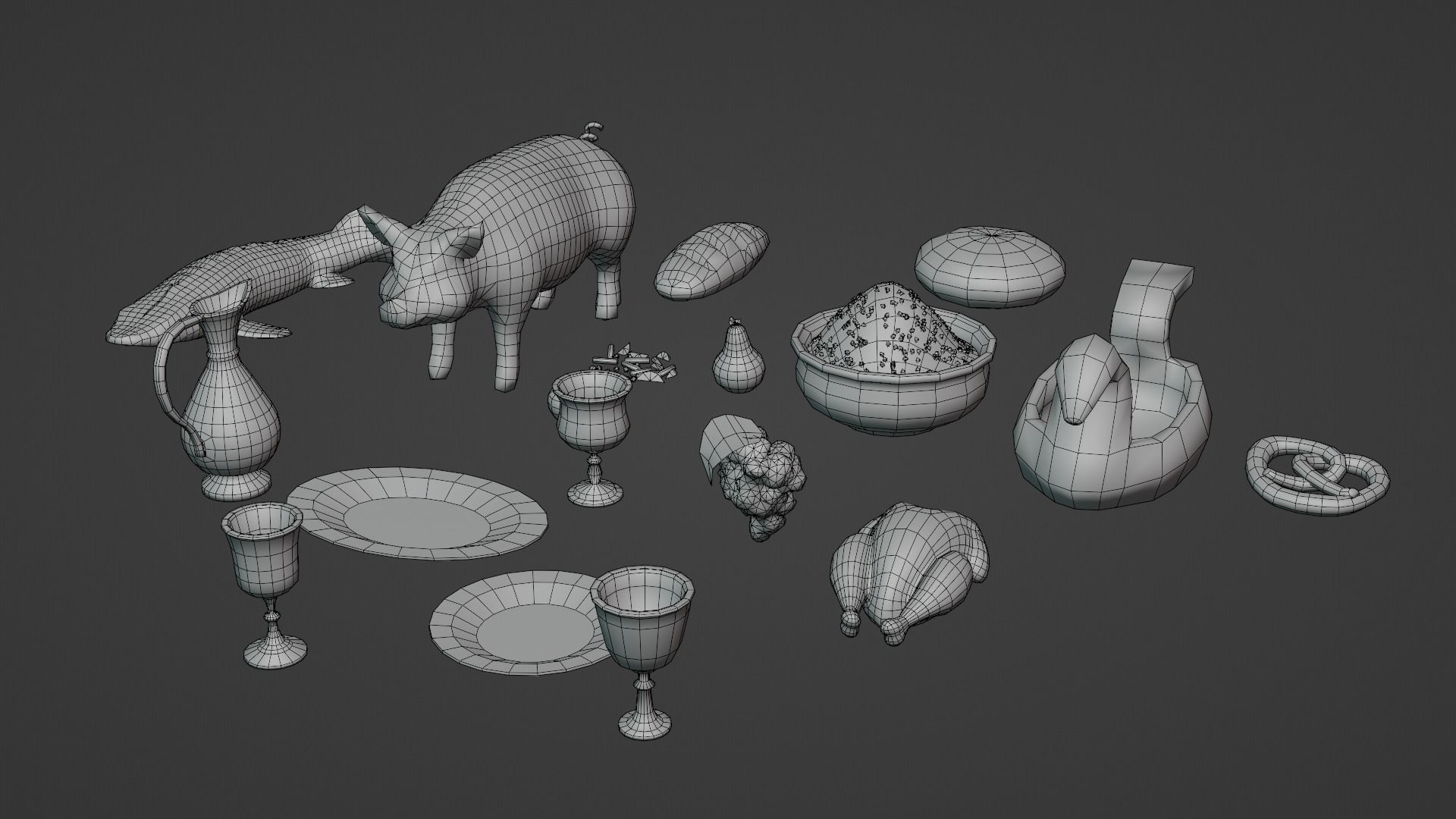 Stylized Medieval Interior Props Kit 70 plus Items Low-poly 3D model_10