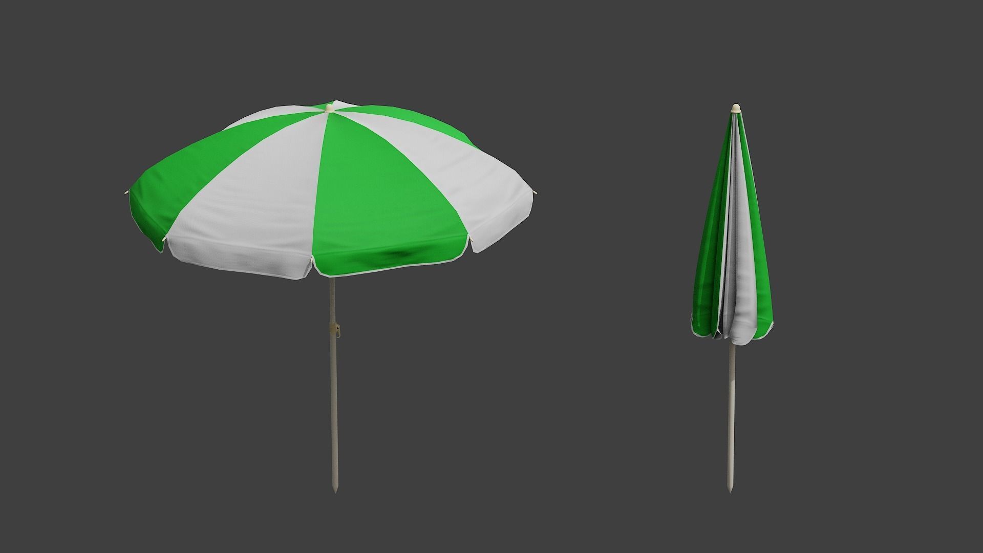 Beach Umbrella Game-Ready Low-poly 3D model_7