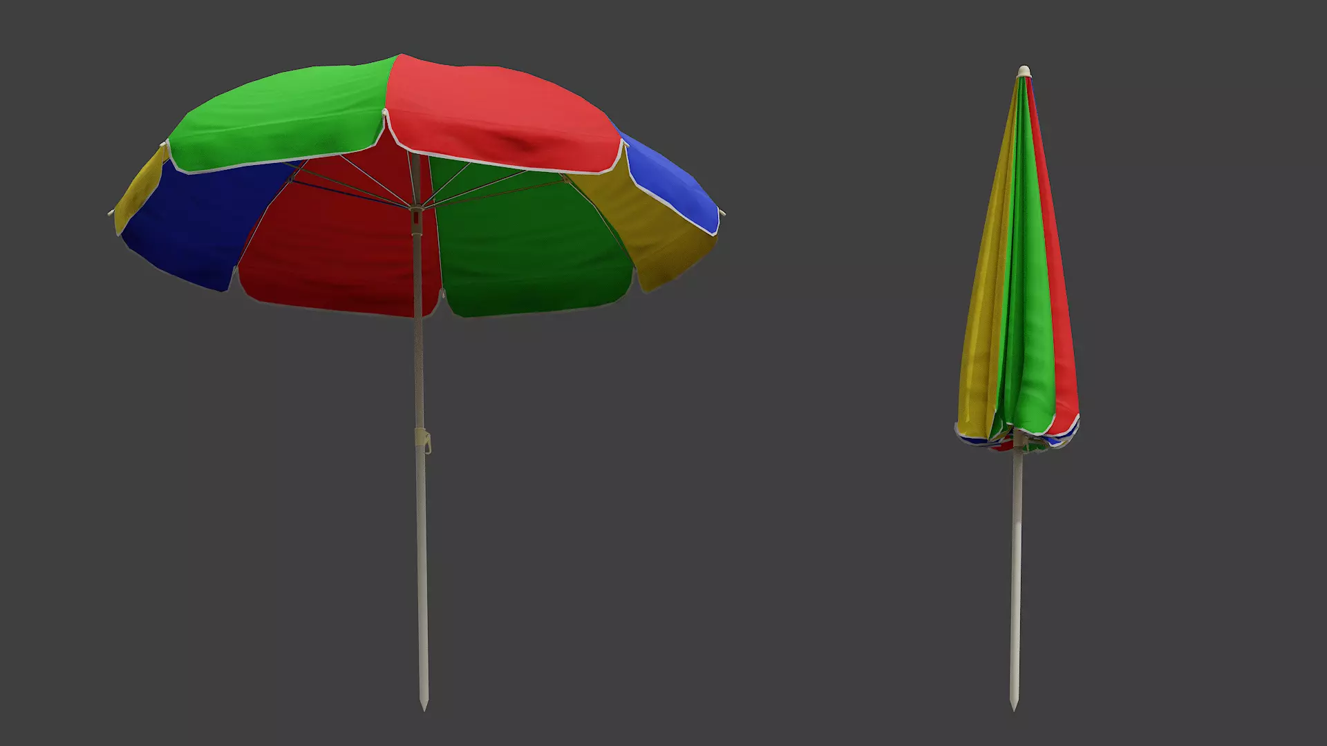 Beach Umbrella Game-Ready Low-poly 3D model_0