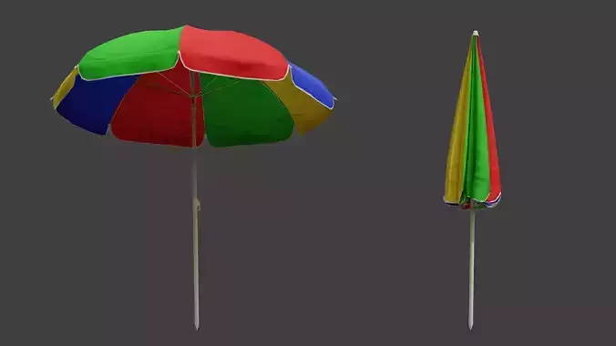 Beach Umbrella Game-Ready Low-poly 3D model