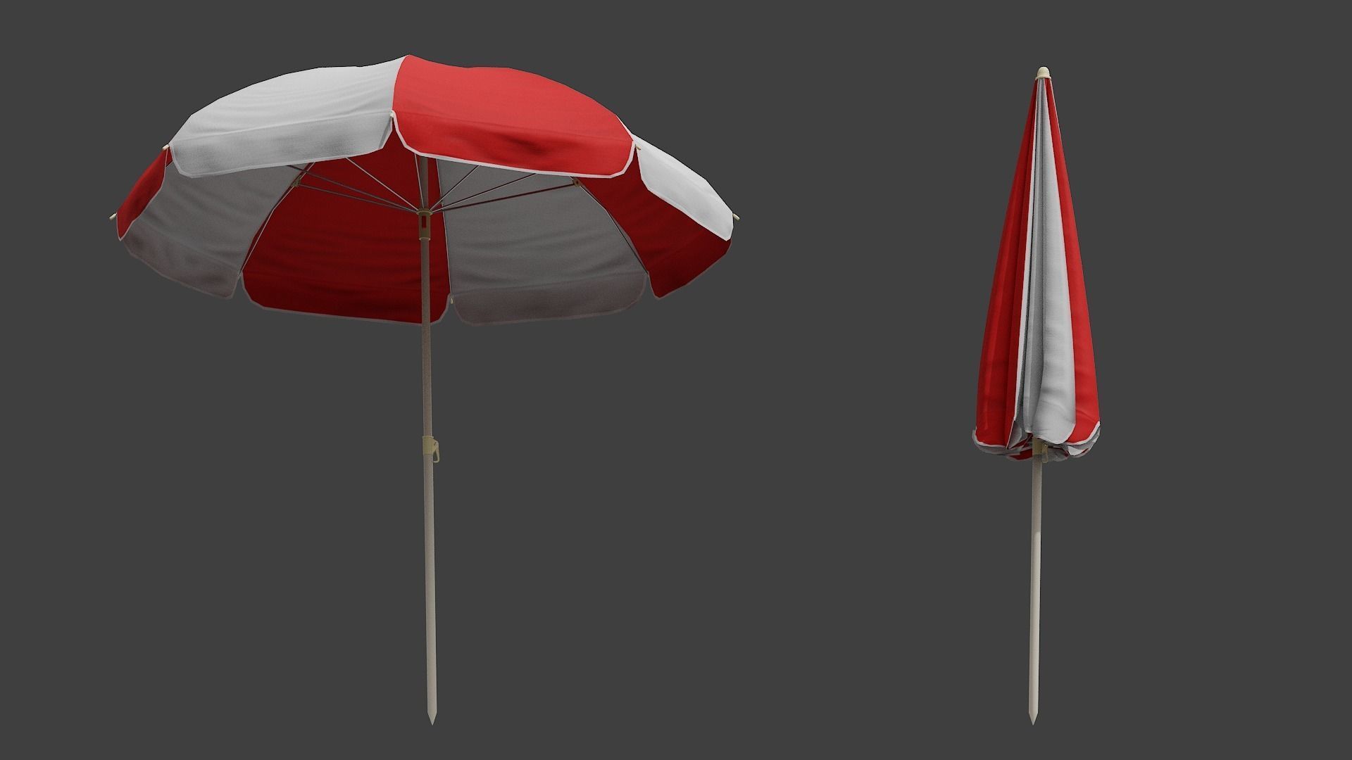 Beach Umbrella Game-Ready Low-poly 3D model_2