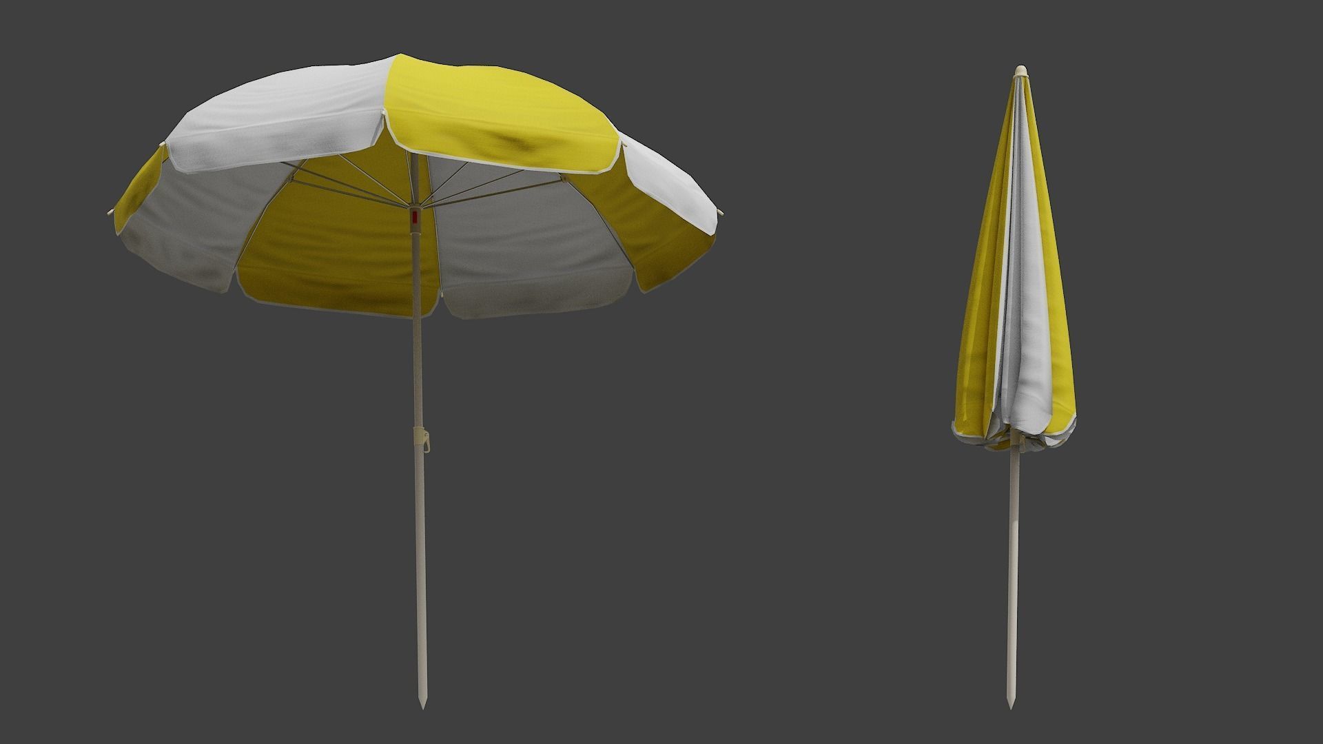 Beach Umbrella Game-Ready Low-poly 3D model_8