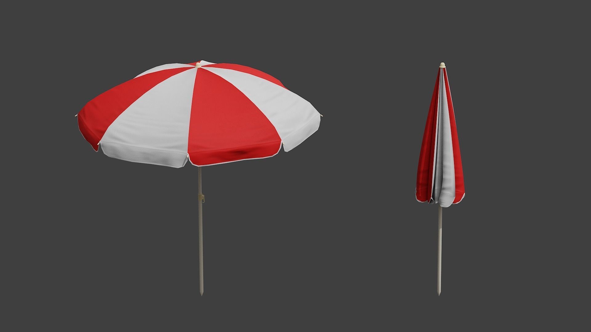 Beach Umbrella Game-Ready Low-poly 3D model_3