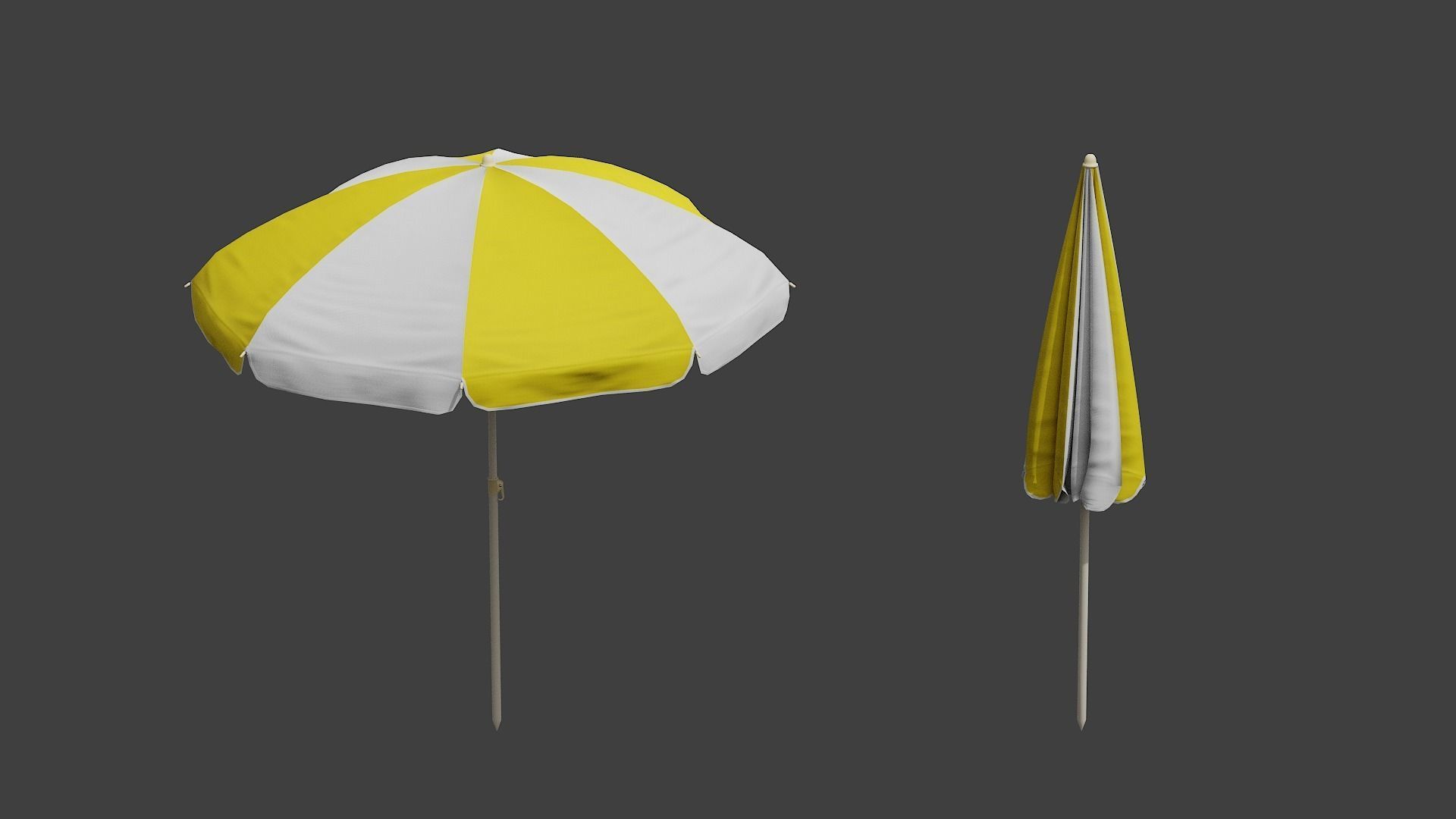 Beach Umbrella Game-Ready Low-poly 3D model_9