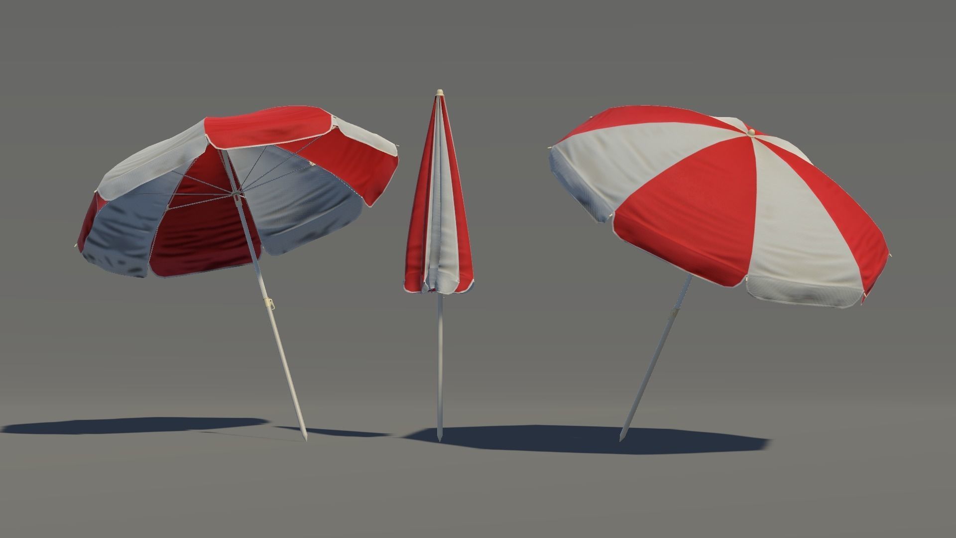 Beach Umbrella Game-Ready Low-poly 3D model_14