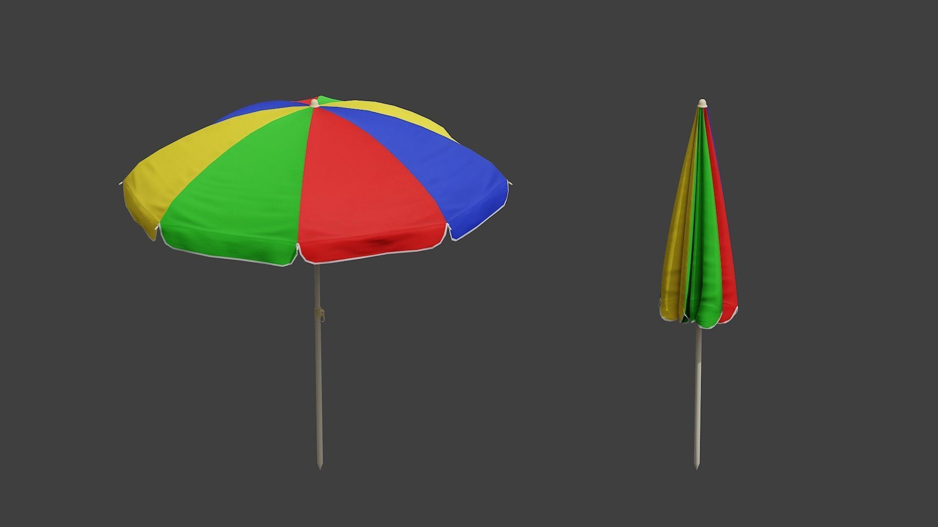Beach Umbrella Game-Ready Low-poly 3D model_1