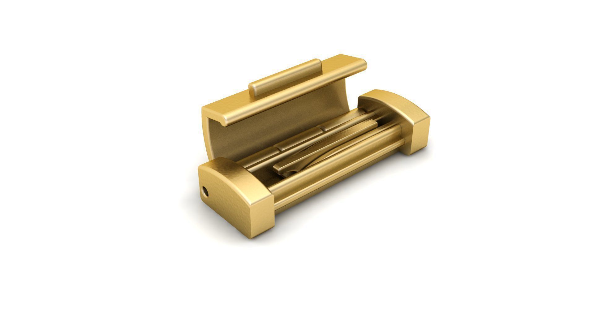 6 mm Plain Gold Lock Box for Jewelry 3D print model_3