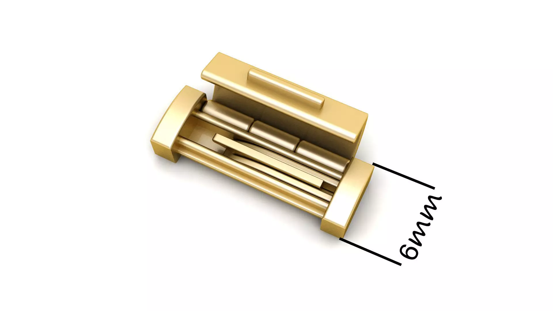 6 mm Plain Gold Lock Box for Jewelry 3D print model_0