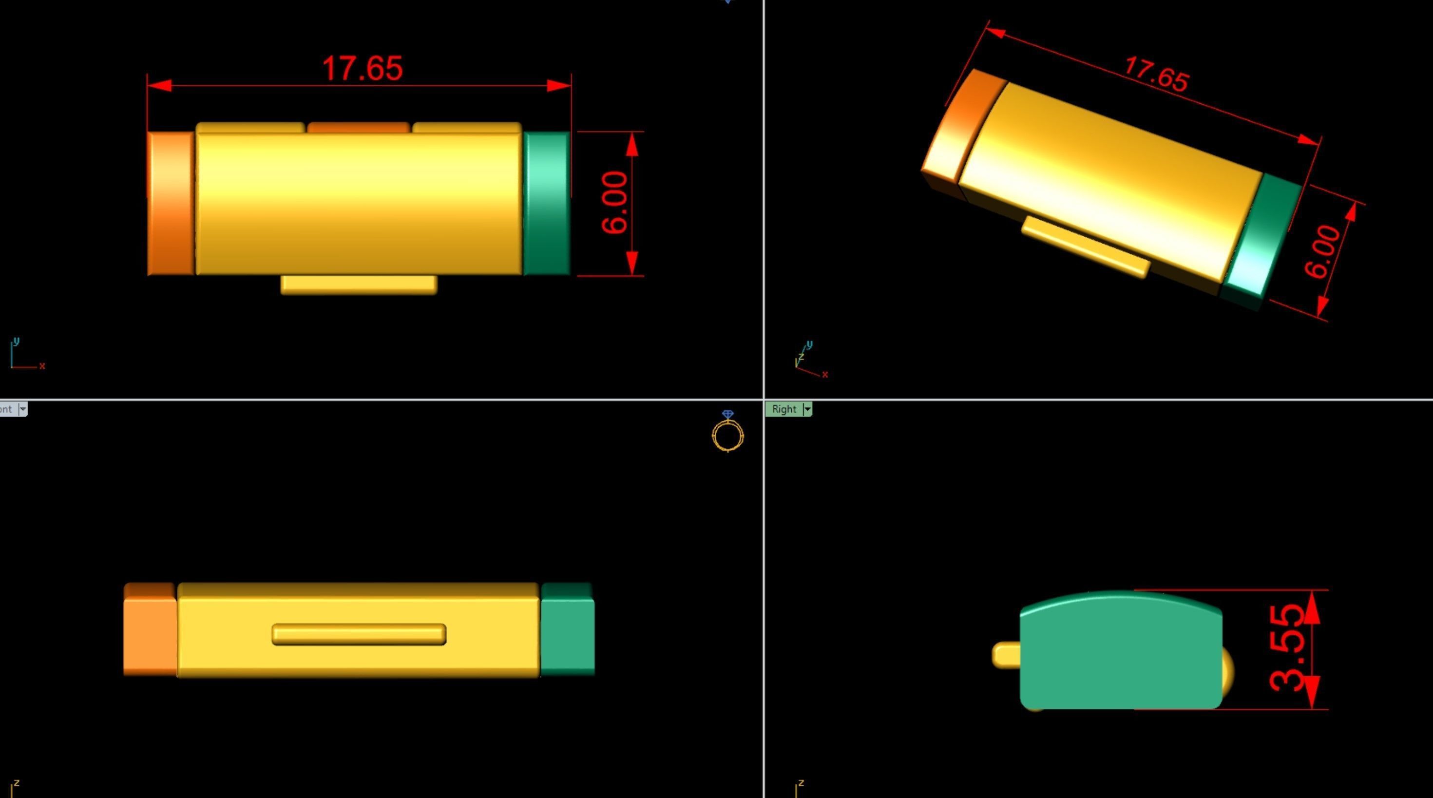 6 mm Plain Gold Lock Box for Jewelry 3D print model_8