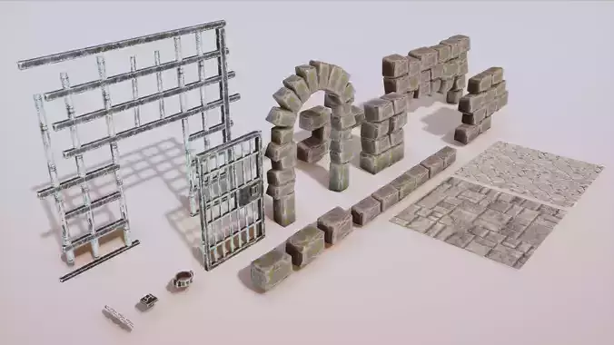 Stylized Medieval Prison Props Kit