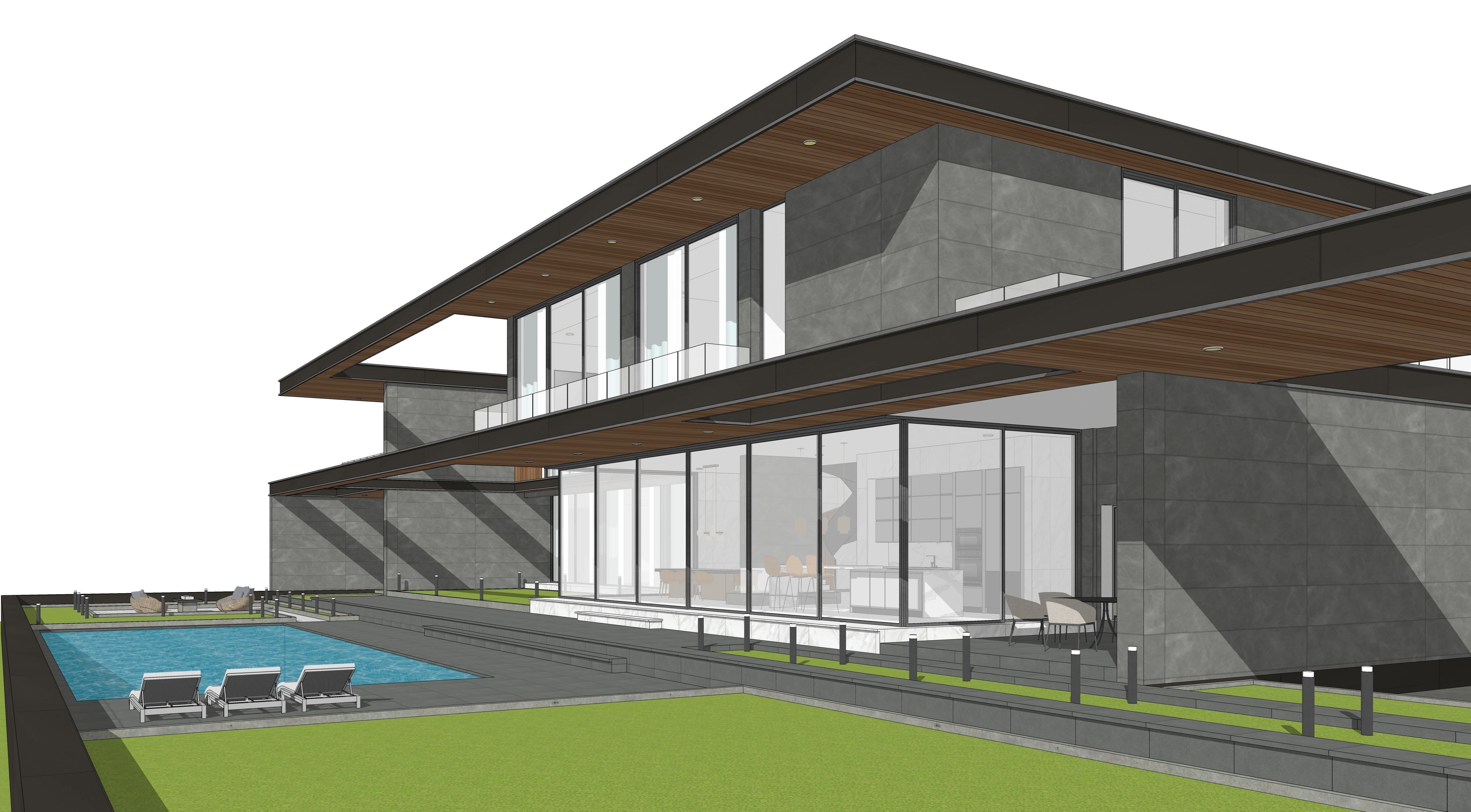 Horizontal House  - kitchen bedroom furniture 3D - 2D drawing 3D model_28