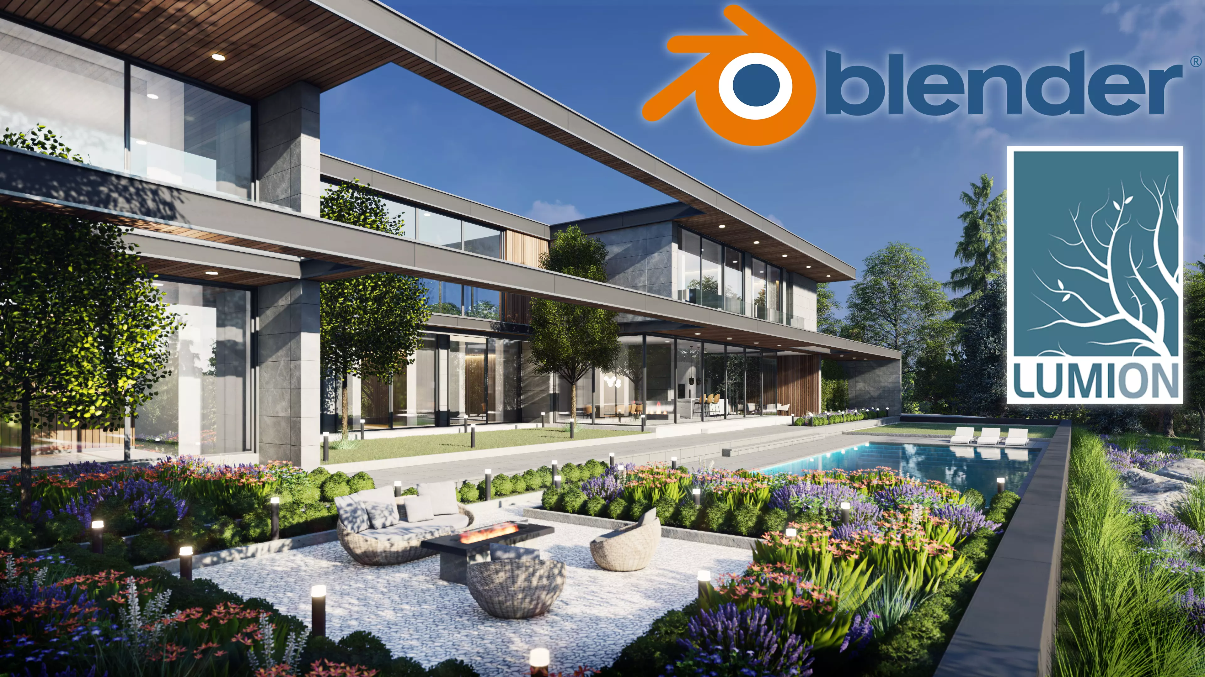 Villa Horizontal Modern Villa Sketchup Lumion Blender Scene 3D model