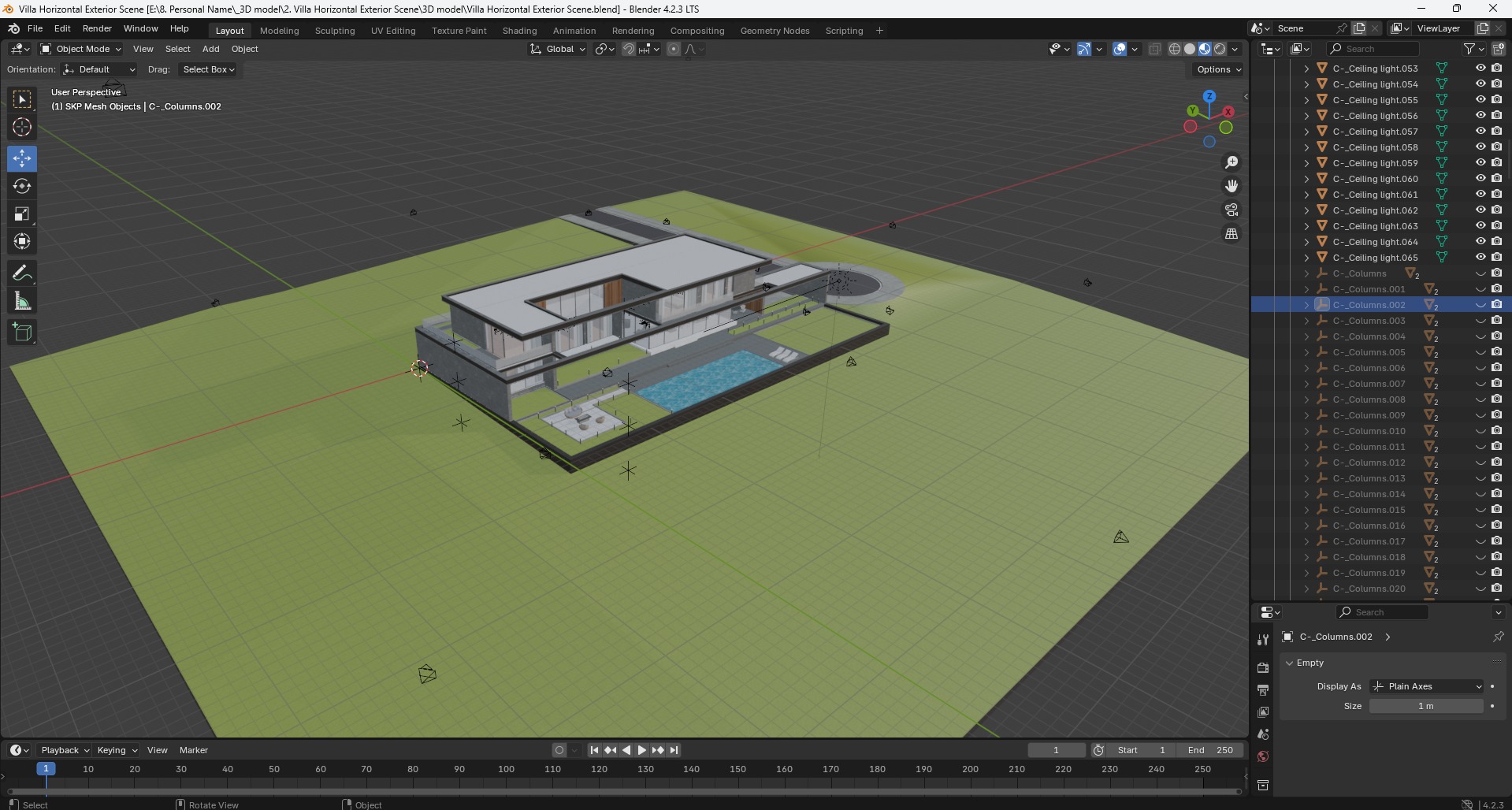 Horizontal House  - kitchen bedroom furniture 3D - 2D drawing 3D model_2