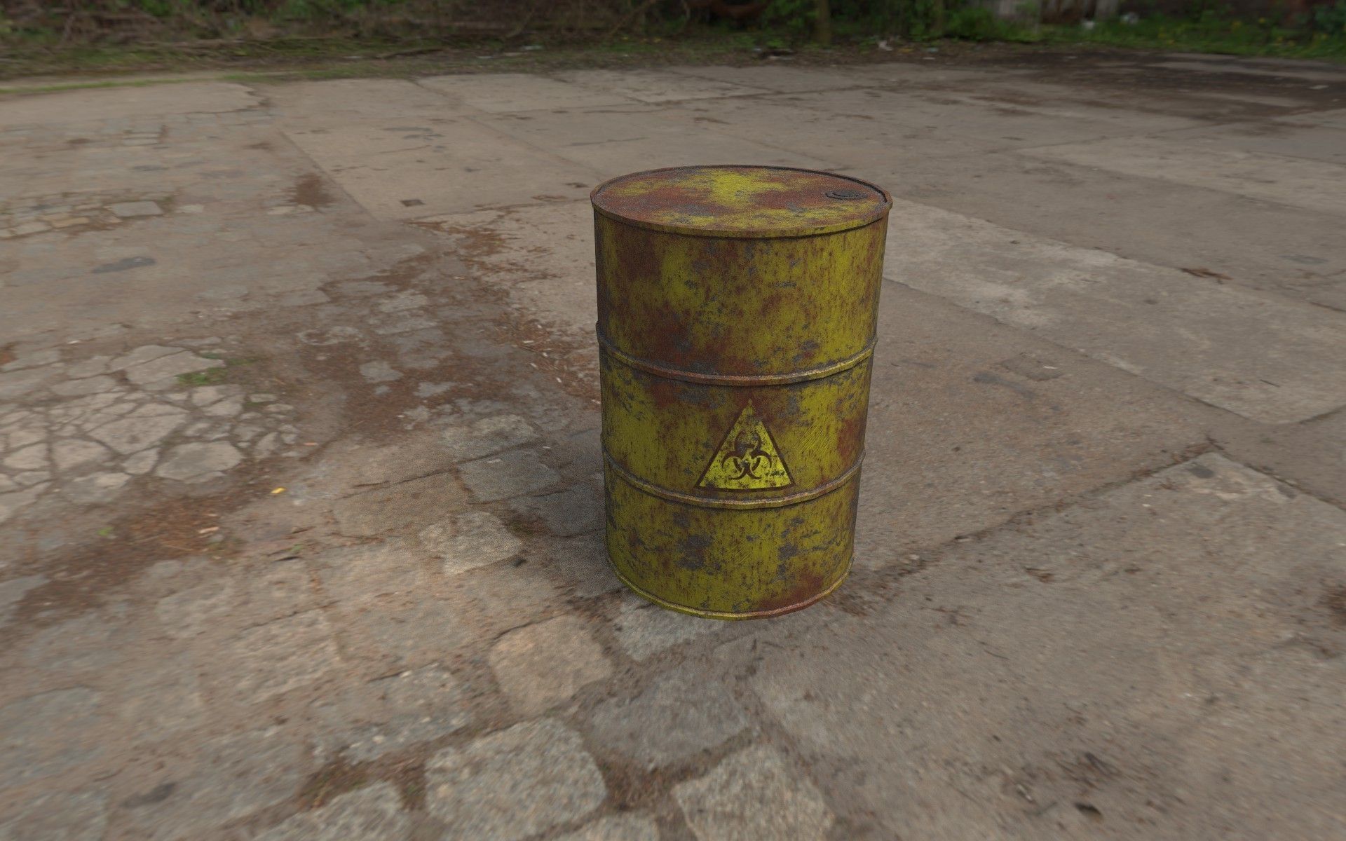 Rusty Barrel Biohazard Style Low-poly 3D model_3