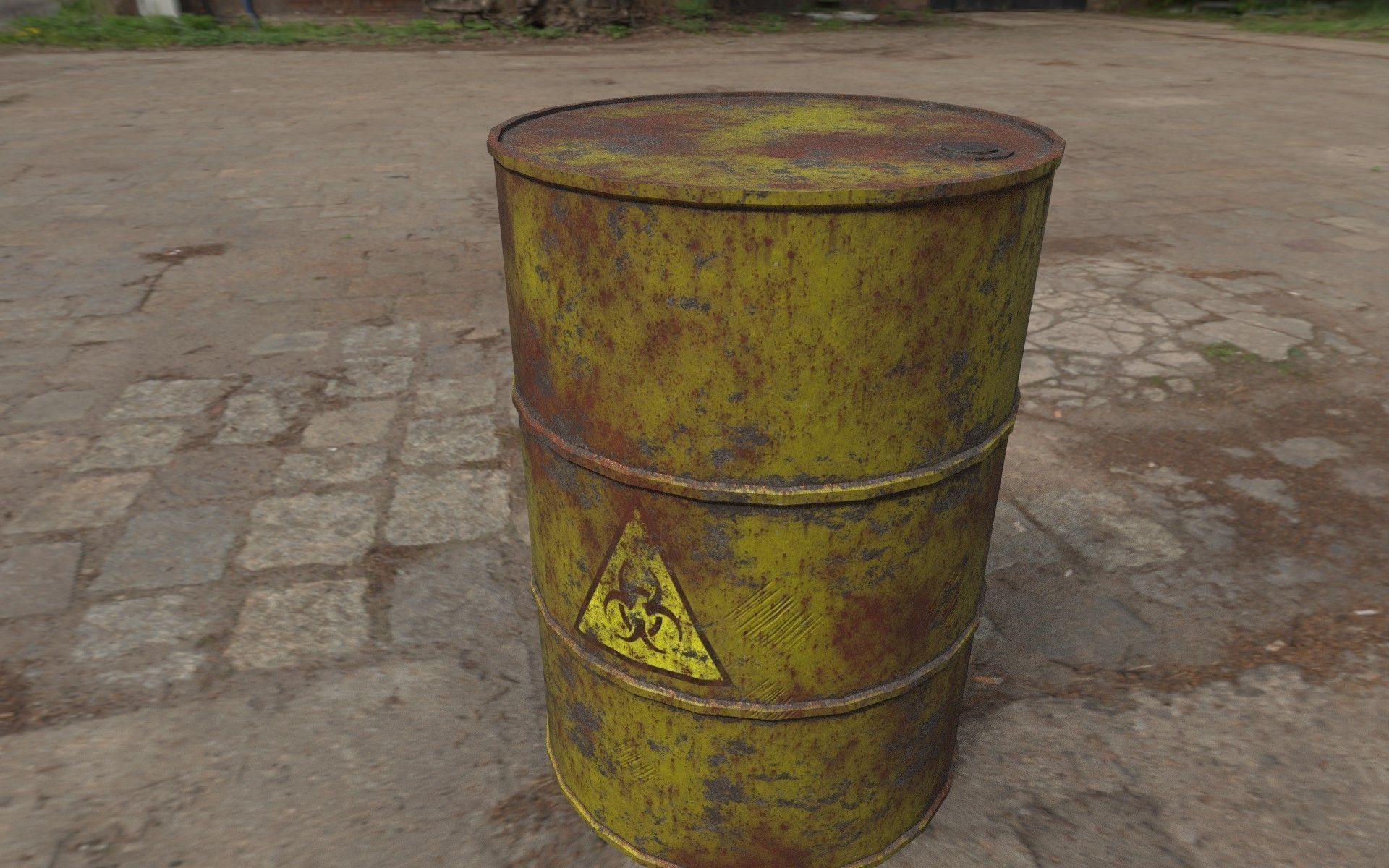 Rusty Barrel Biohazard Style Low-poly 3D model_4