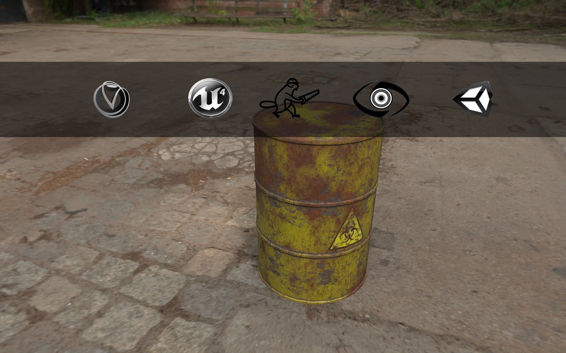 Rusty Barrel Biohazard Style Low-poly 3D model_0