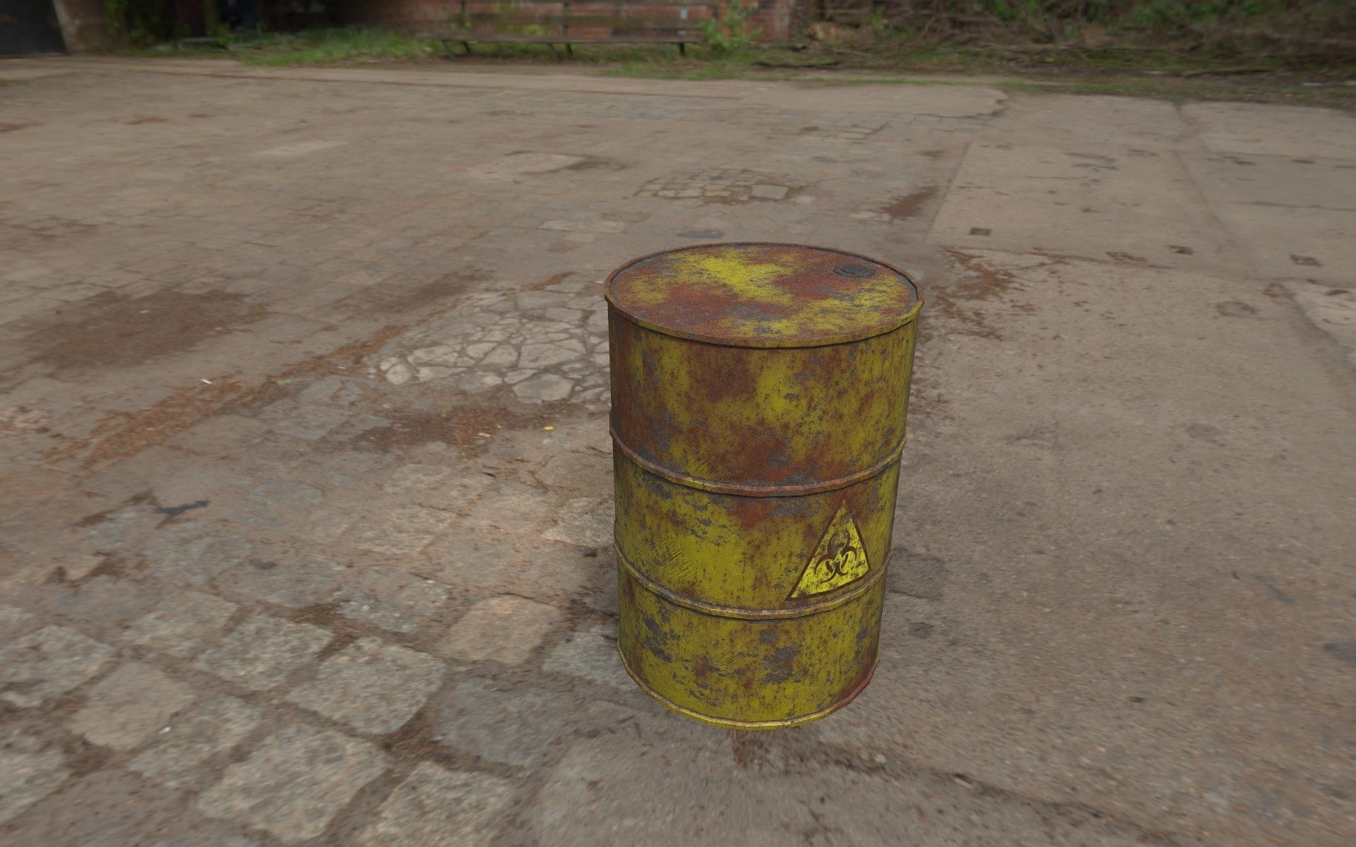 Rusty Barrel Biohazard Style Low-poly 3D model_1