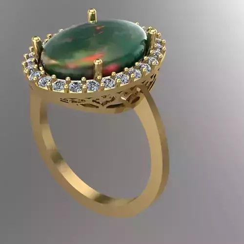 Green Stone Ring 3D print model