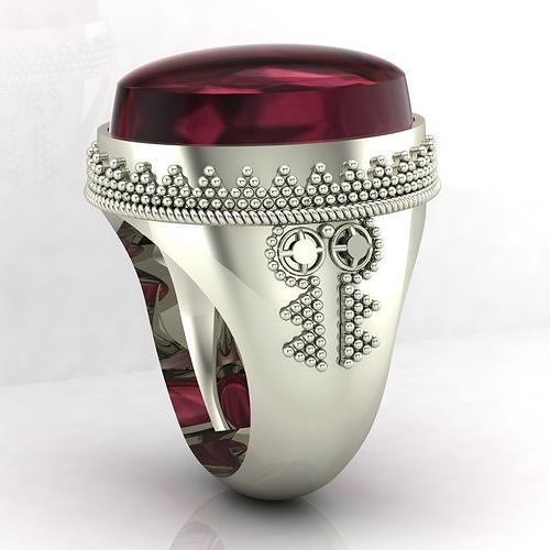 Ruby Stone Signet Rings For mens 3D print model 3D print model