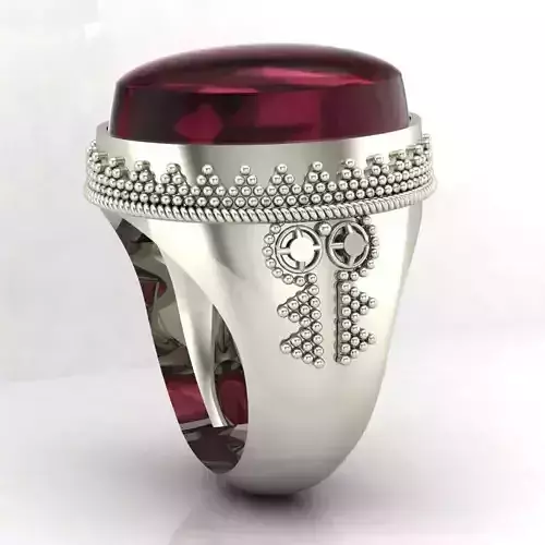 Ruby Stone Signet Rings For mens 3D print model