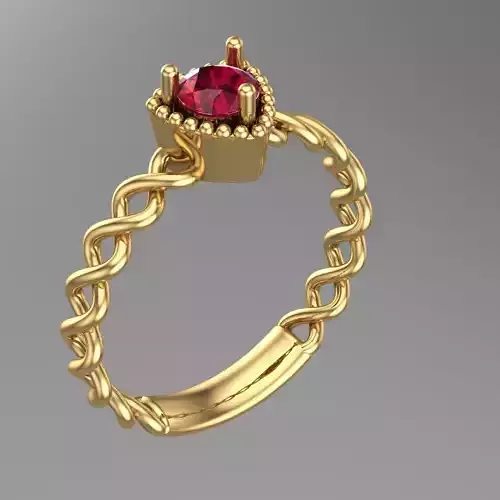 Red Heart Stone Ring 3D print model