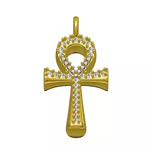 Gold Ankh Diamond Pendant