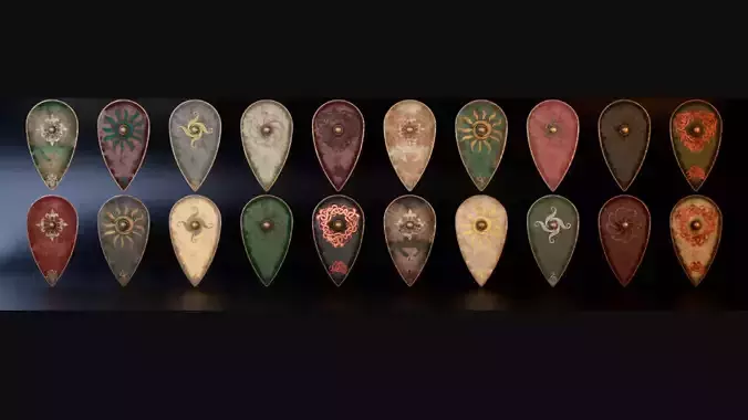 Slavic kite leather shields 20 pieces 3D Model Collection