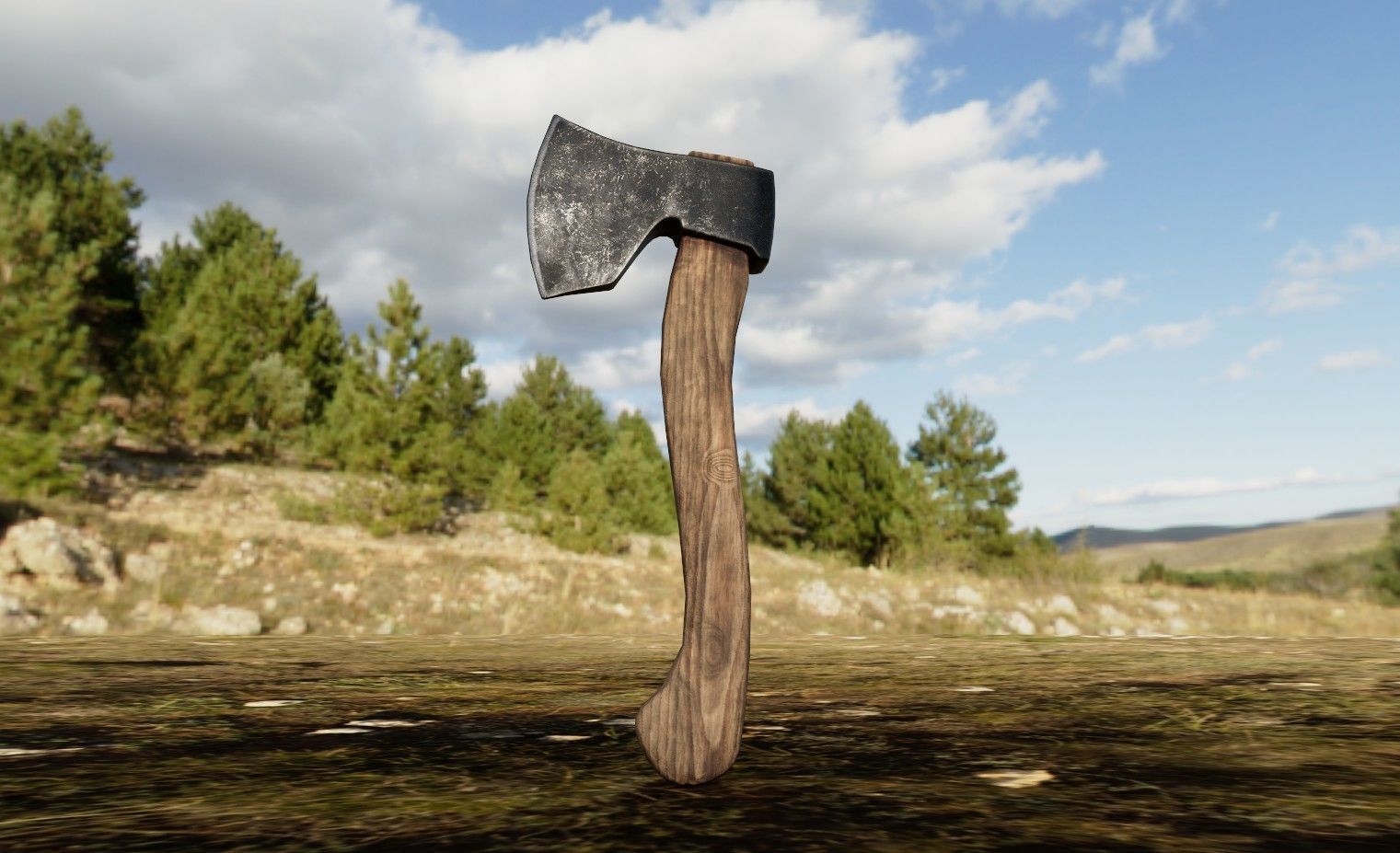 Axe tomahawk hatchet lowpoly Low-poly 3D model_2