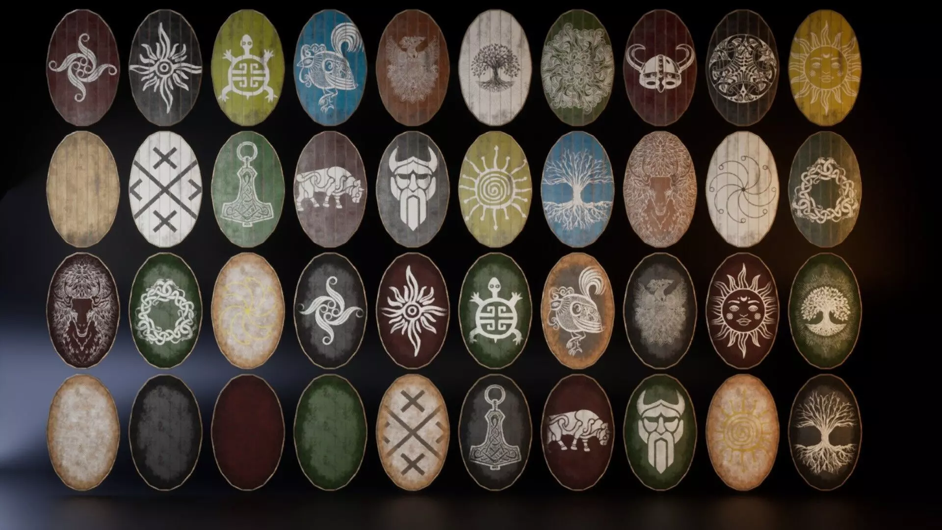 Slavic ellipse shields 40 pieces 3D Model Collection_0