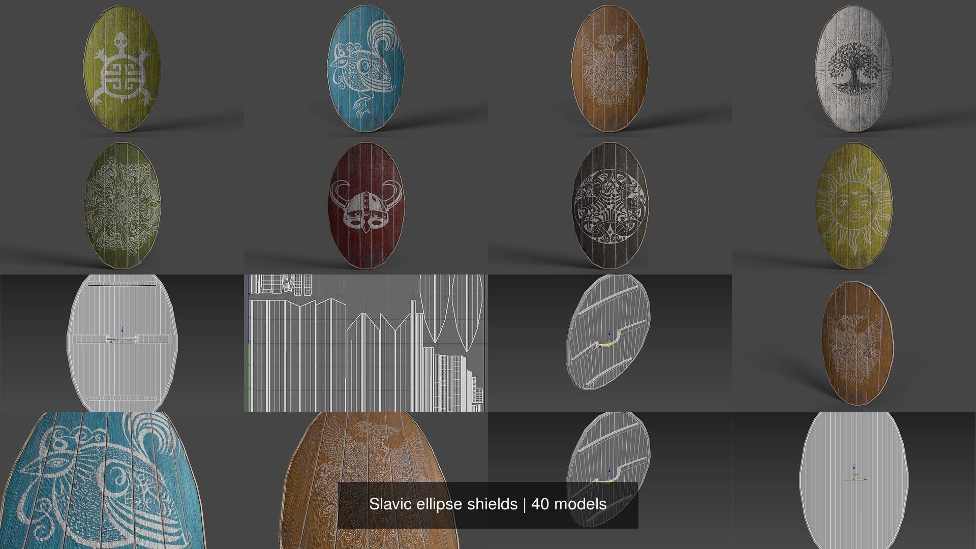 Slavic ellipse shields 40 pieces 3D Model Collection_11