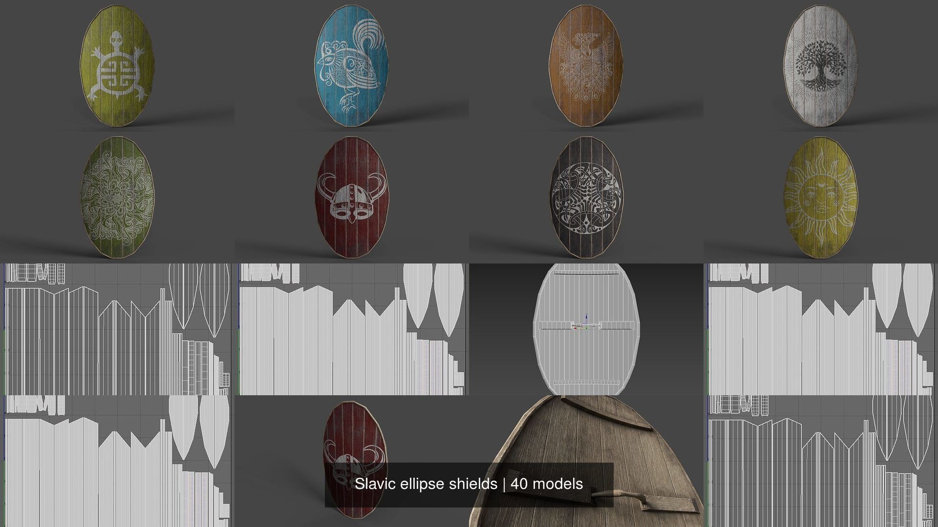 Slavic ellipse shields 40 pieces 3D Model Collection_10
