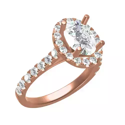 Oval Stone Diamond Halo Cathedral Engagement Ring