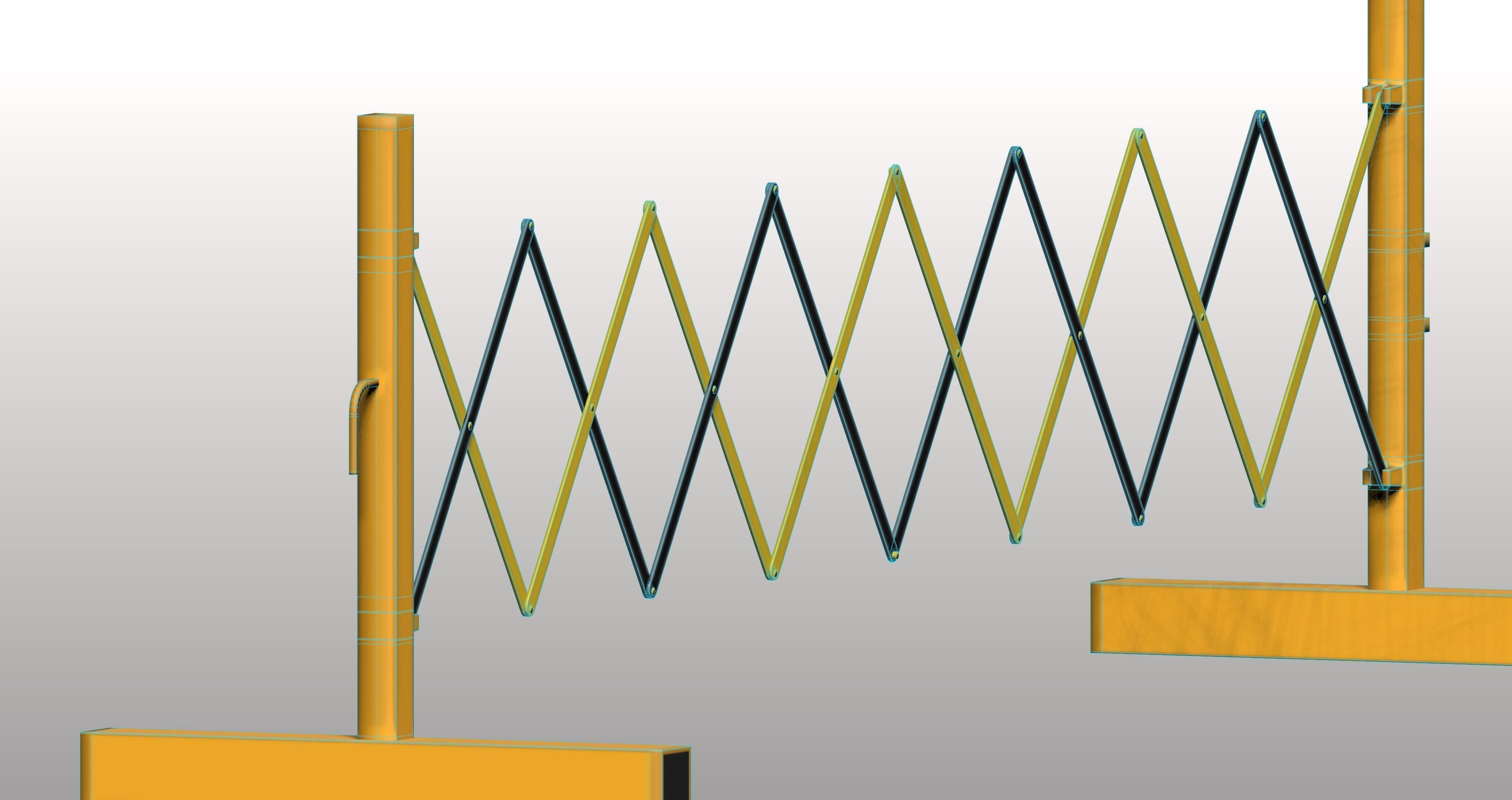 Expandable barricade Low-poly 3D model_5