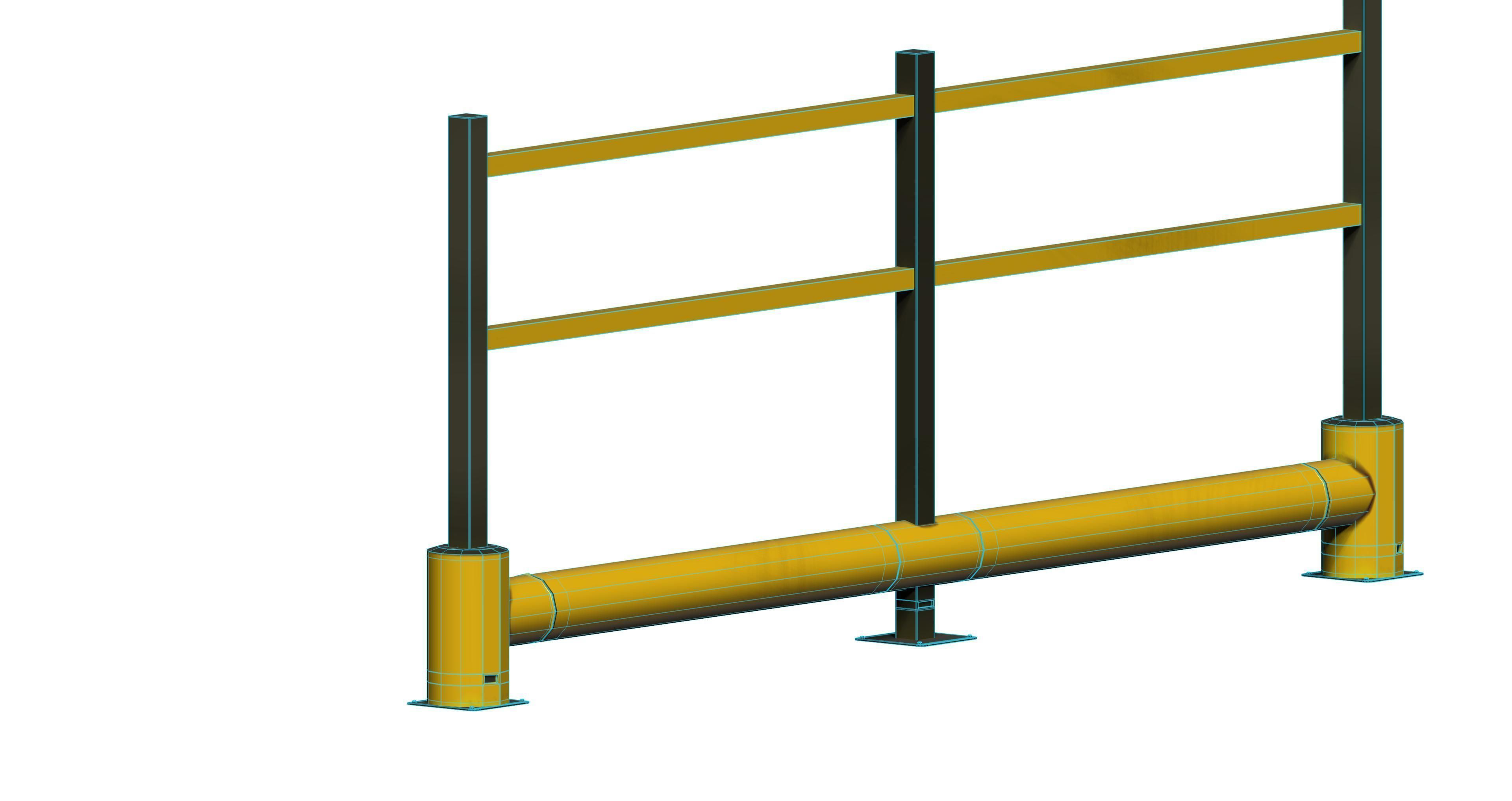 Flex impact traffic safety barrier Low-poly 3D model_5