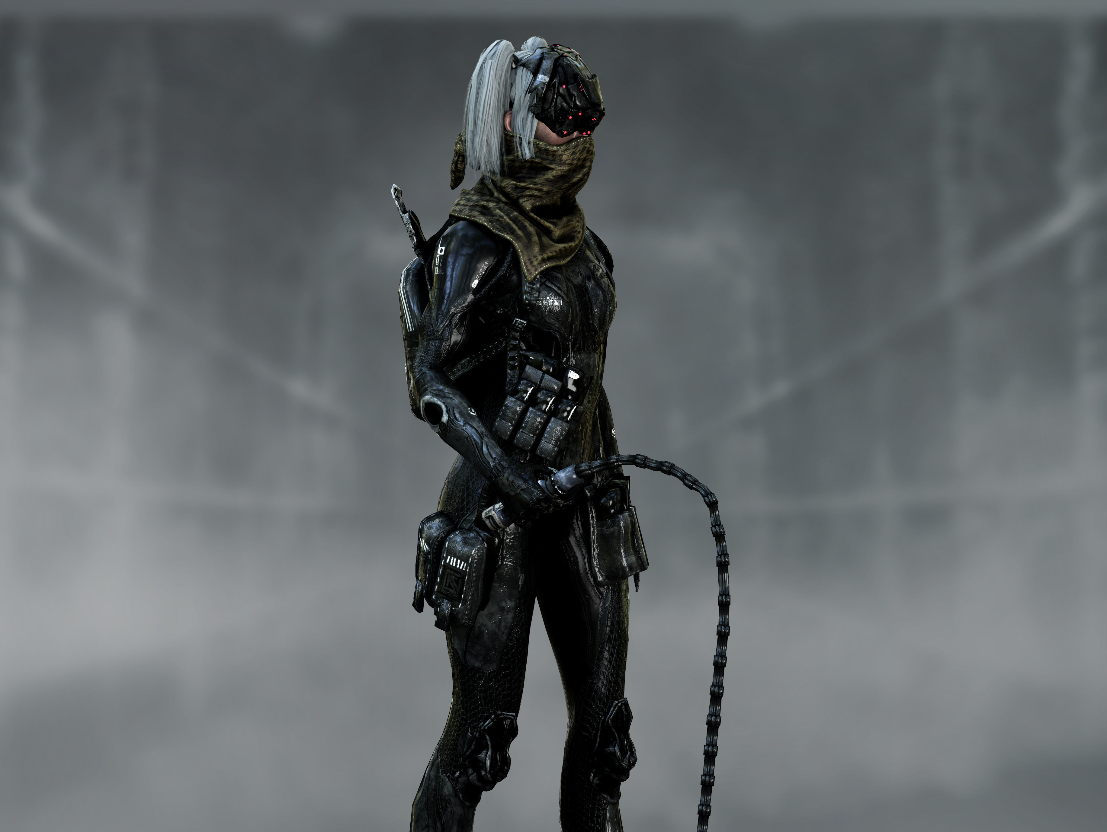 Sci Fi Cyberpunk Valkyrie Low-poly 3D model_5