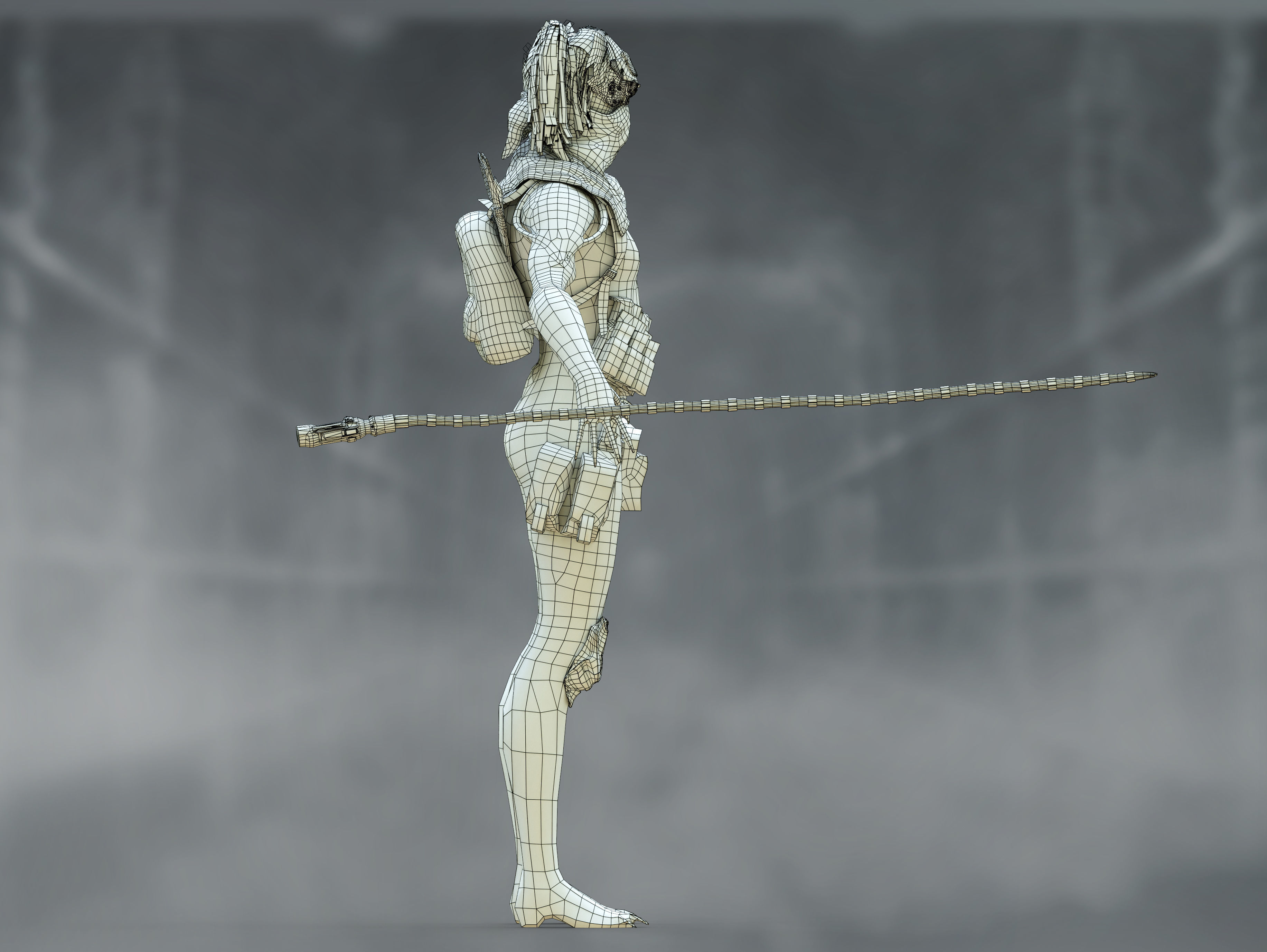 Sci Fi Cyberpunk Valkyrie Low-poly 3D model_15