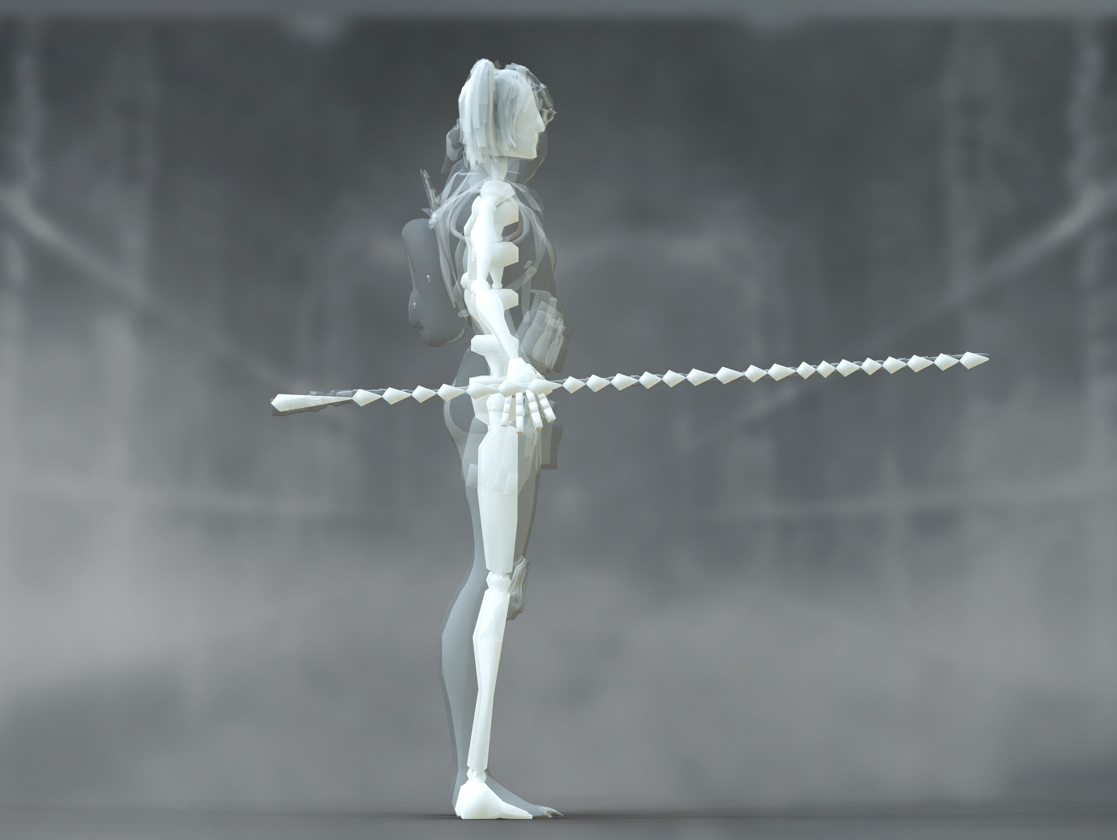 Sci Fi Cyberpunk Valkyrie Low-poly 3D model_13