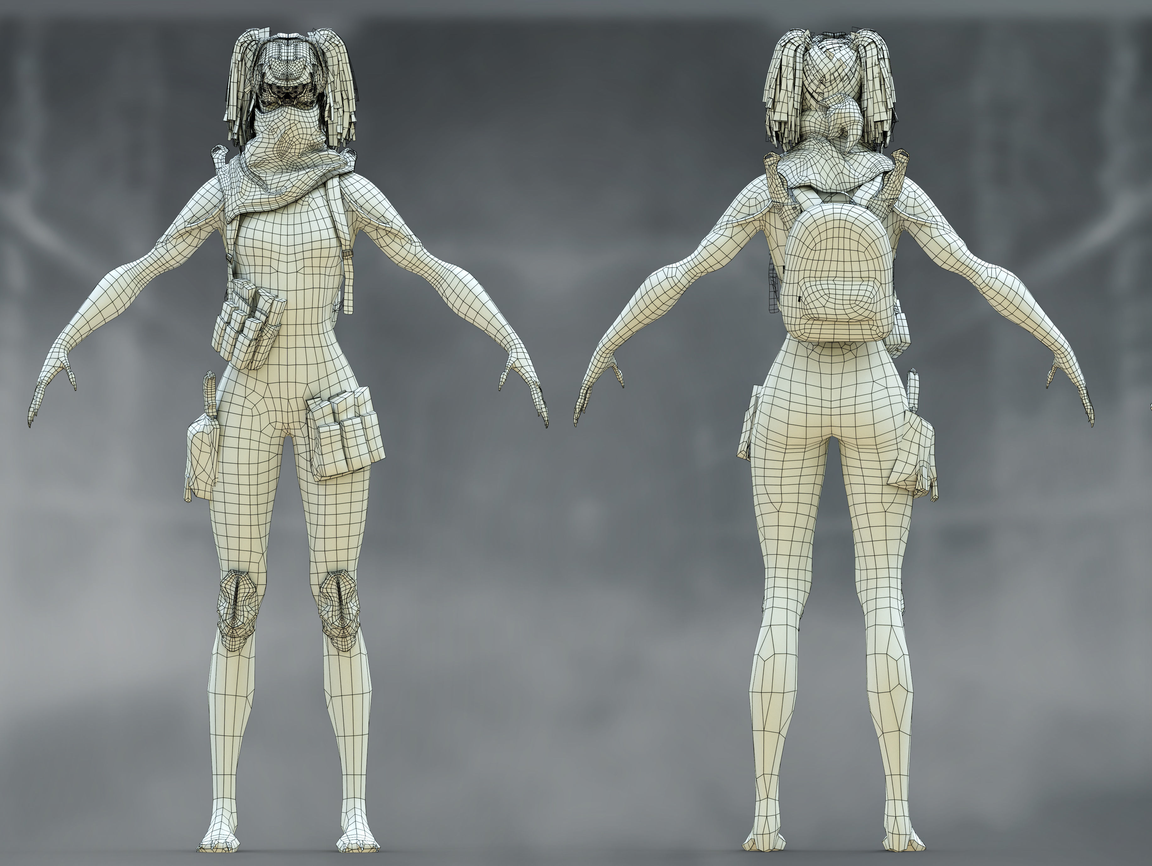 Sci Fi Cyberpunk Valkyrie Low-poly 3D model_14