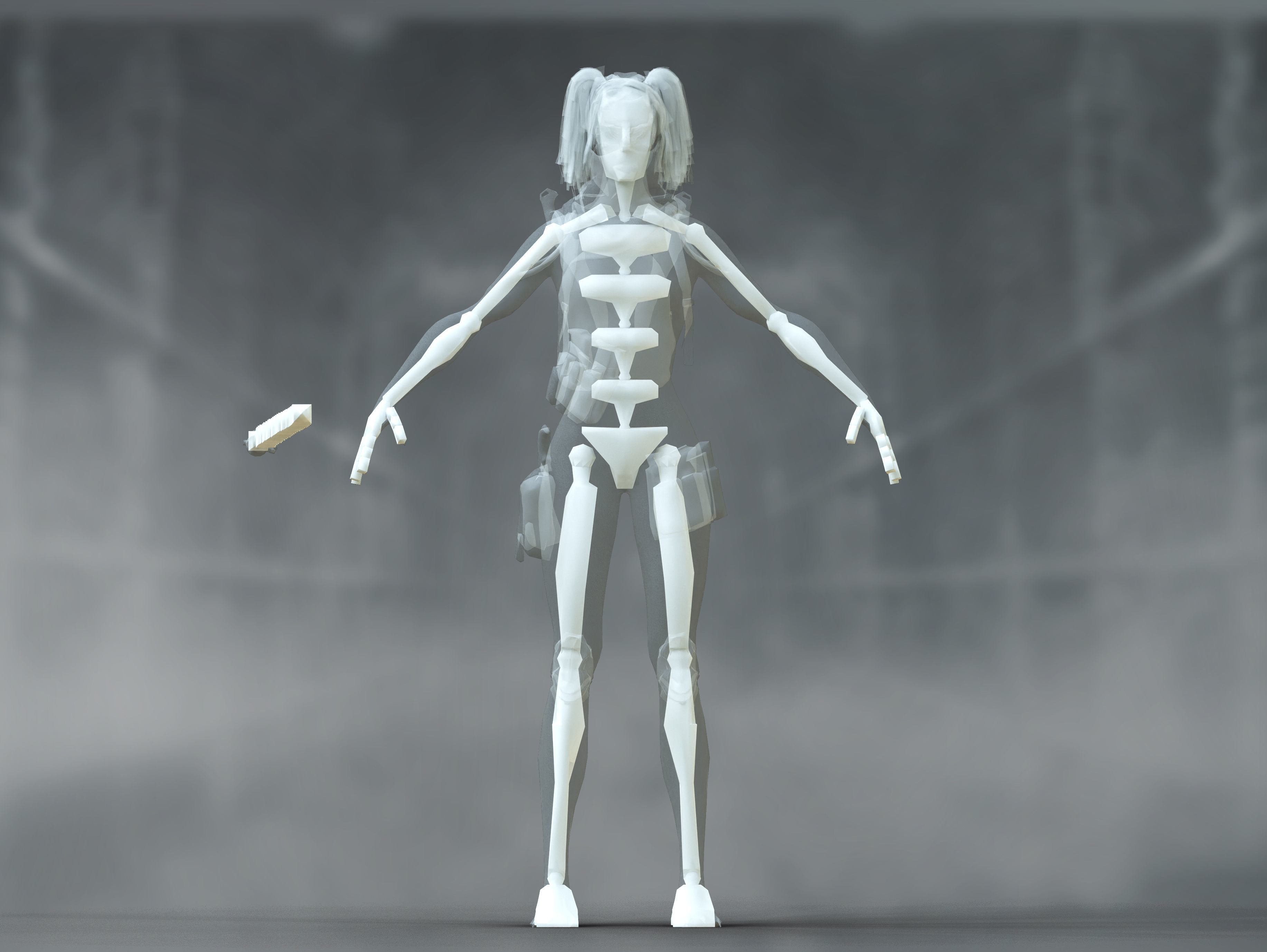 Sci Fi Cyberpunk Valkyrie Low-poly 3D model_12