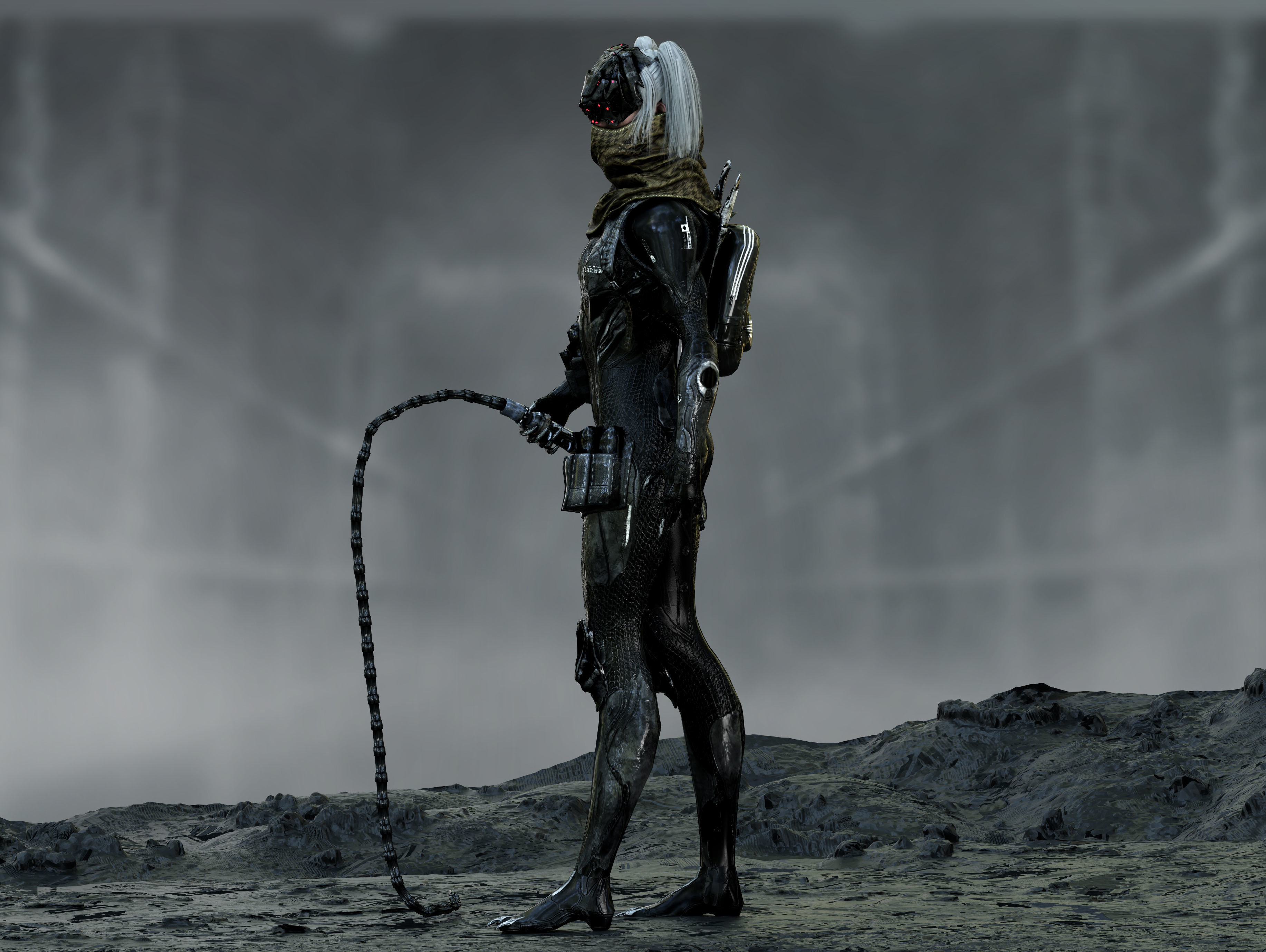 Sci Fi Cyberpunk Valkyrie Low-poly 3D model_4