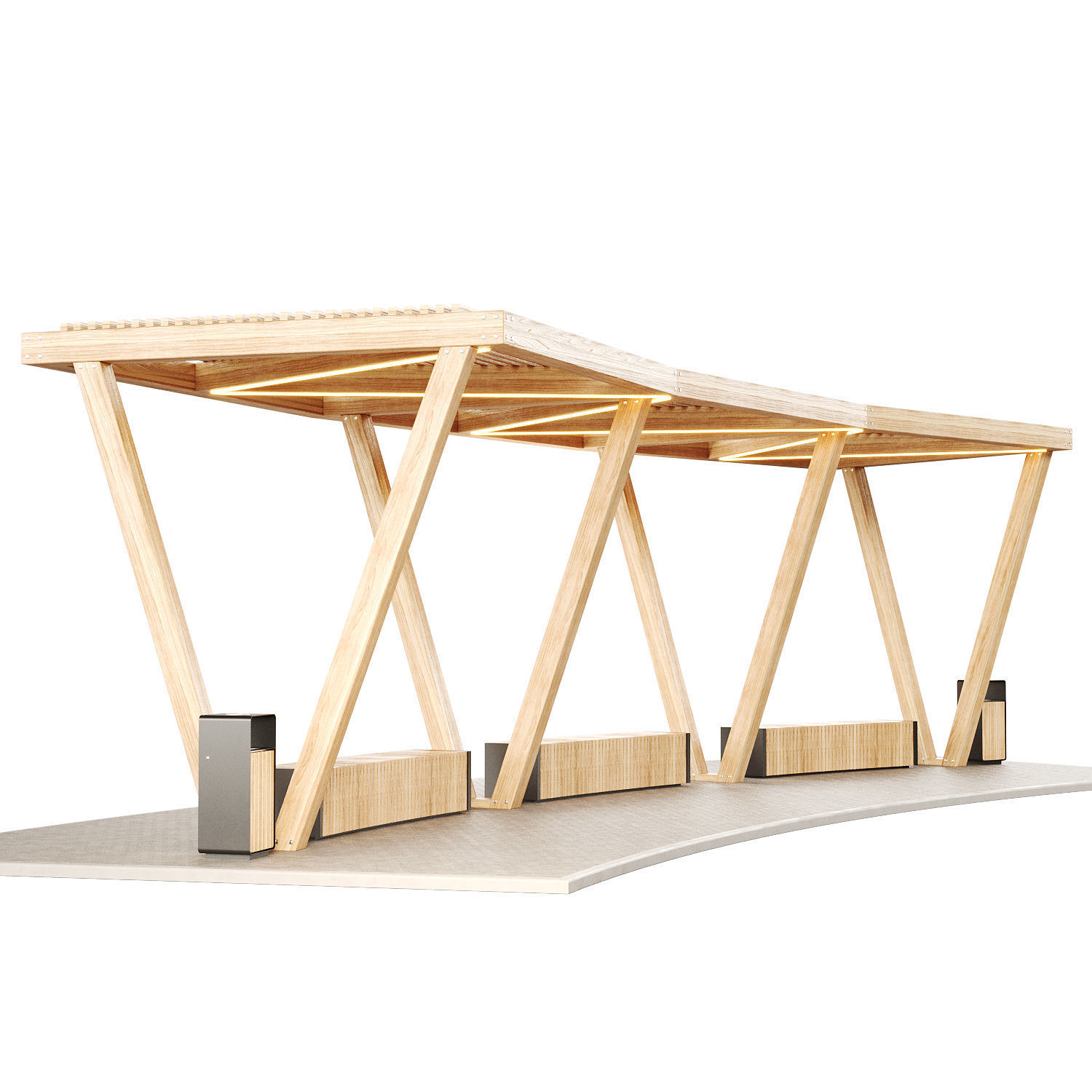 Pergola with swings benches 3D model | CGTrader