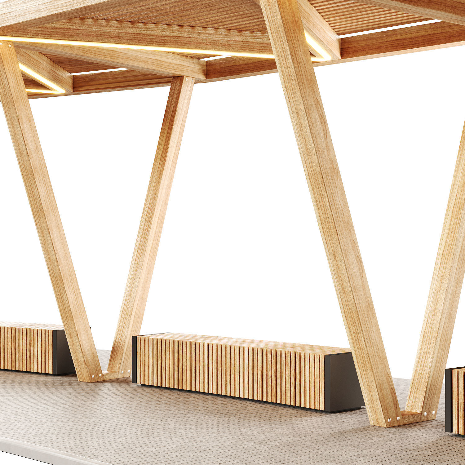 Pergola with swings benches 3D model | CGTrader