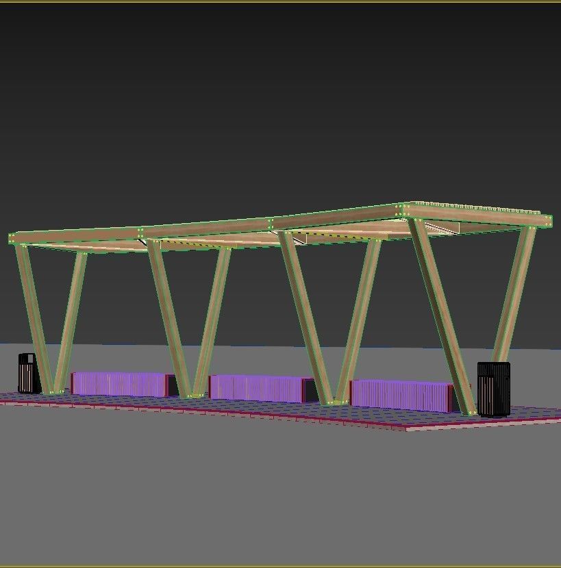 Pergola with swings benches 3D model | CGTrader
