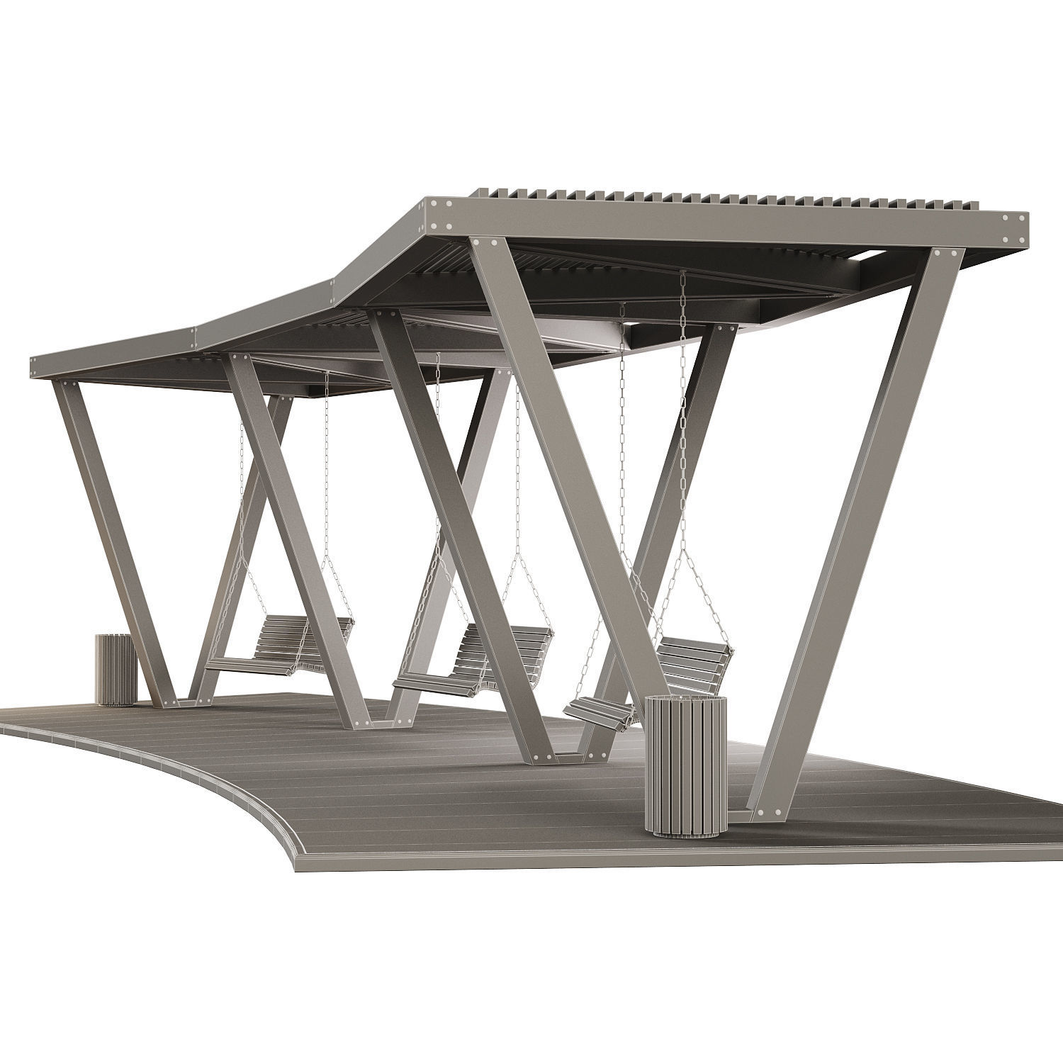 Pergola with swings benches 3D model | CGTrader