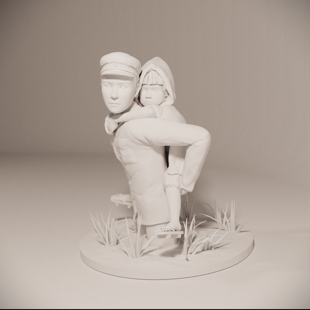  Grave of the Fireflies Seita and Setsuko figure 3D print model_1