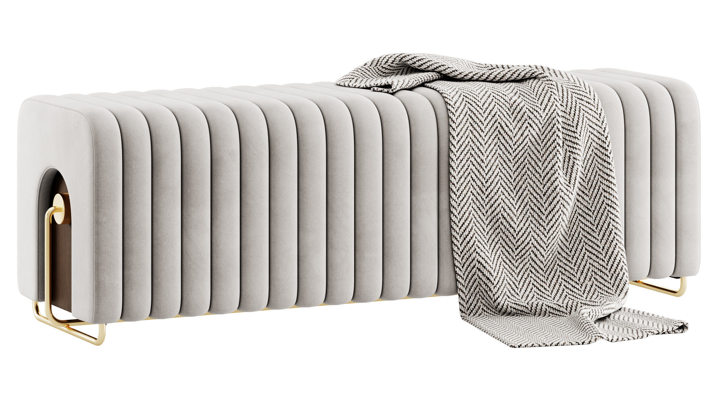 Rivers Bench and Ottoman By Mezzo Collection 3D model_7