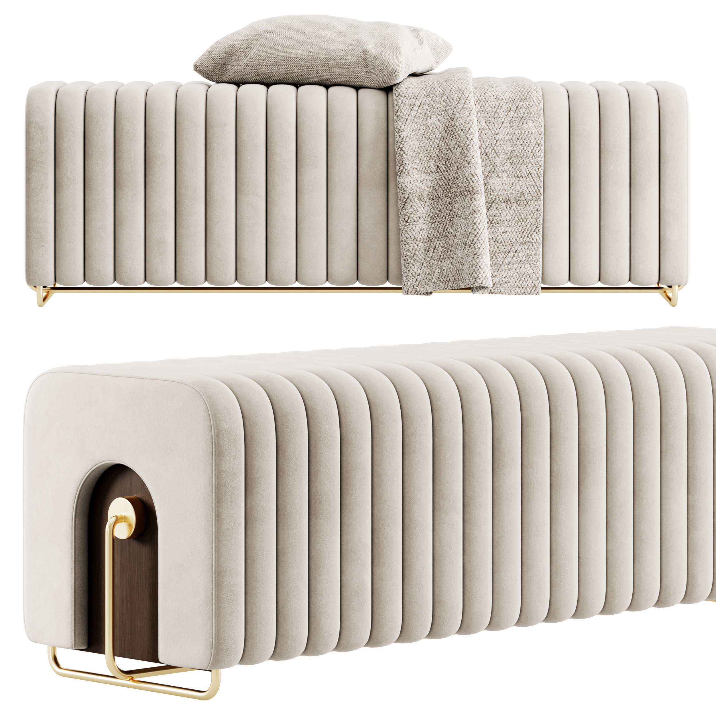 Rivers Bench and Ottoman By Mezzo Collection 3D model_1